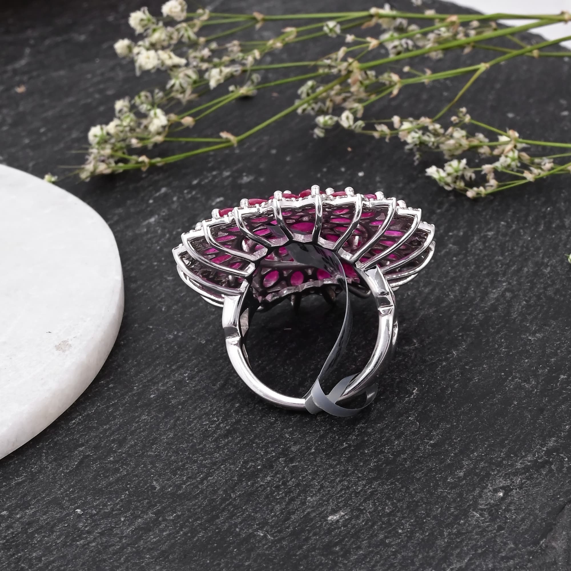 Imperial Ruby Sunburst Ring