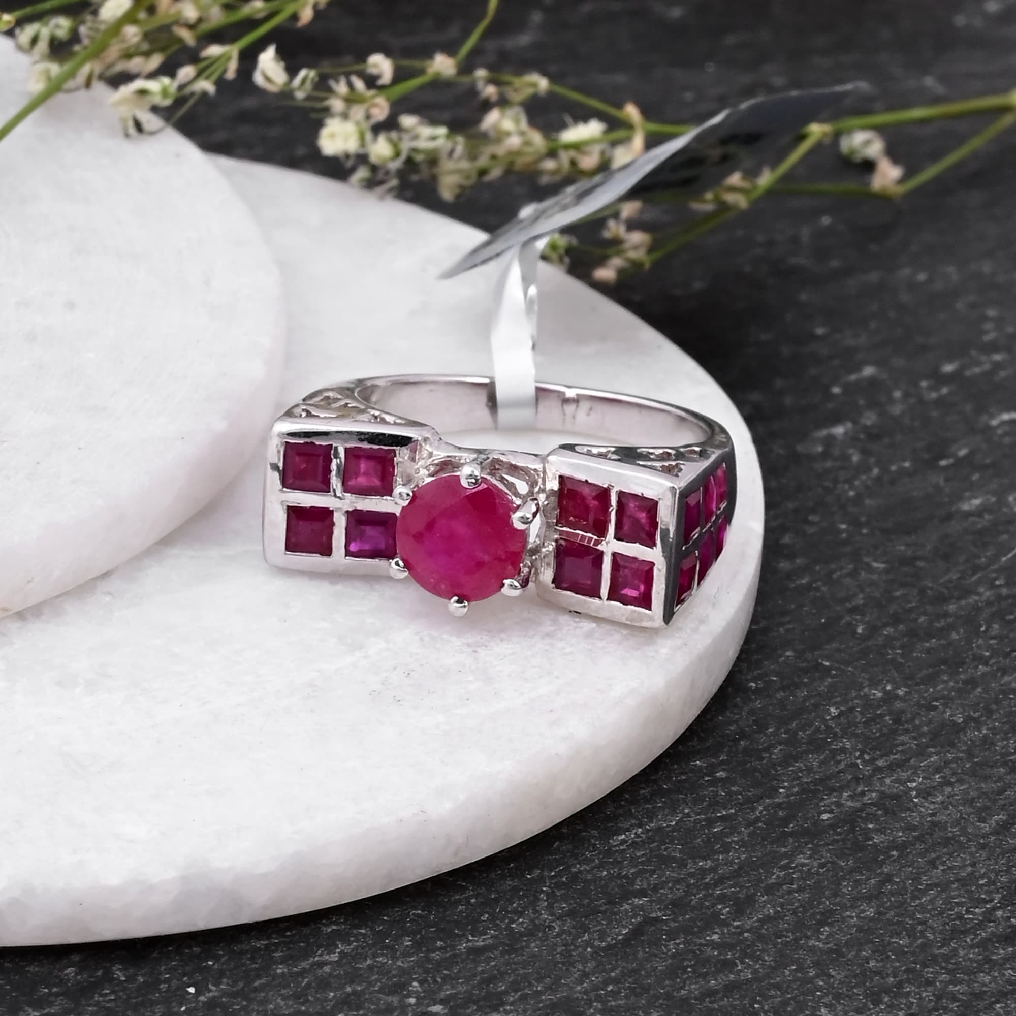 Ruby Mosaic Solitaire Ring