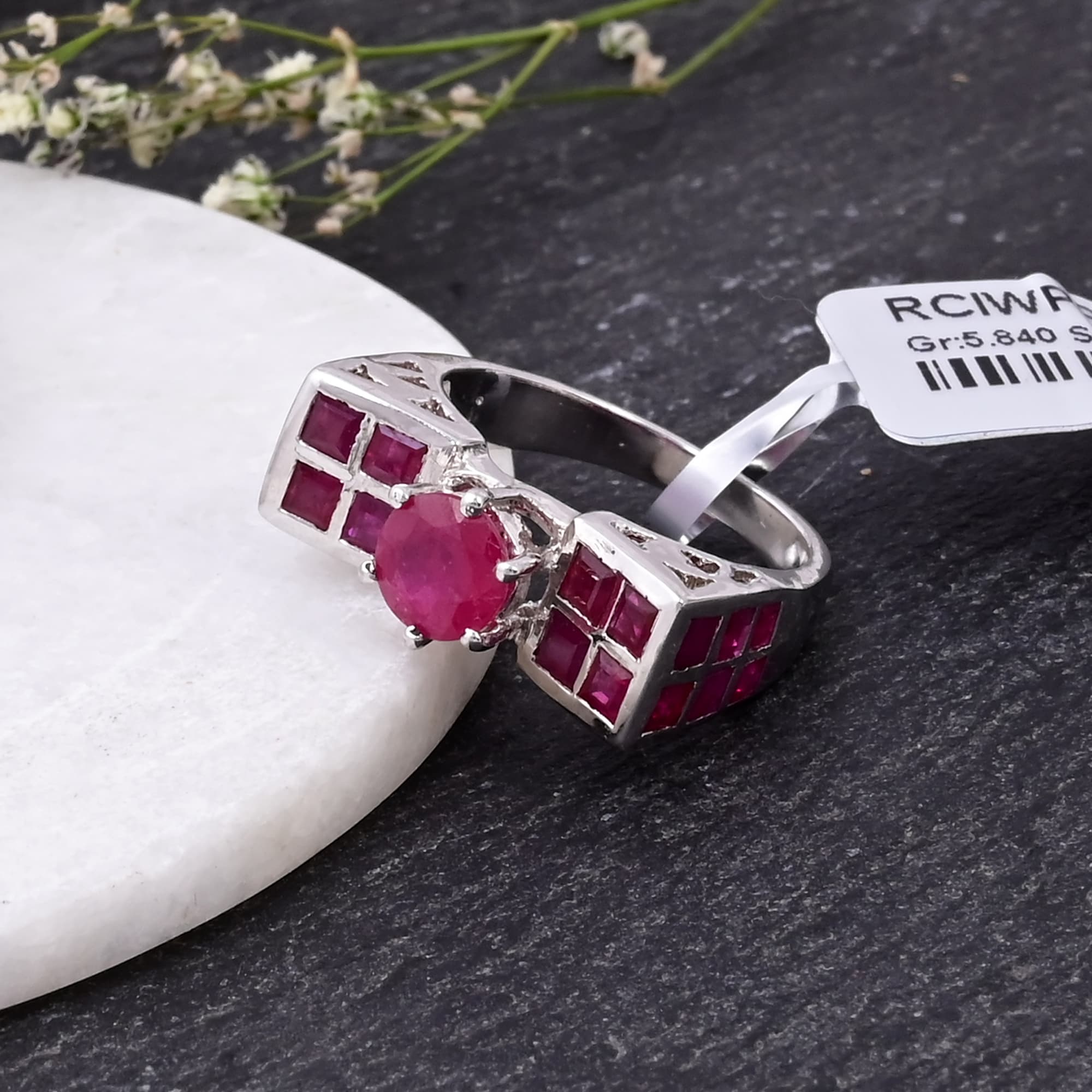 Ruby Mosaic Solitaire Ring