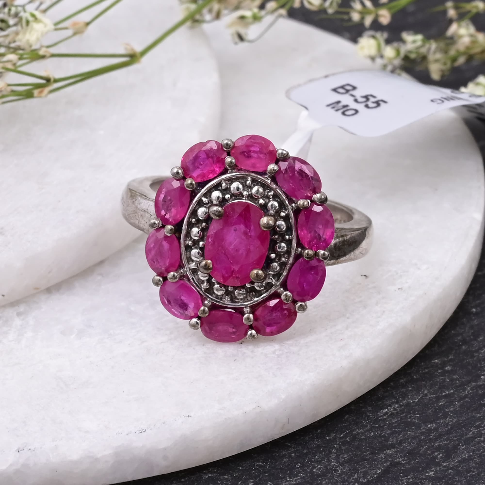 Ruby Halo Blossom Ring