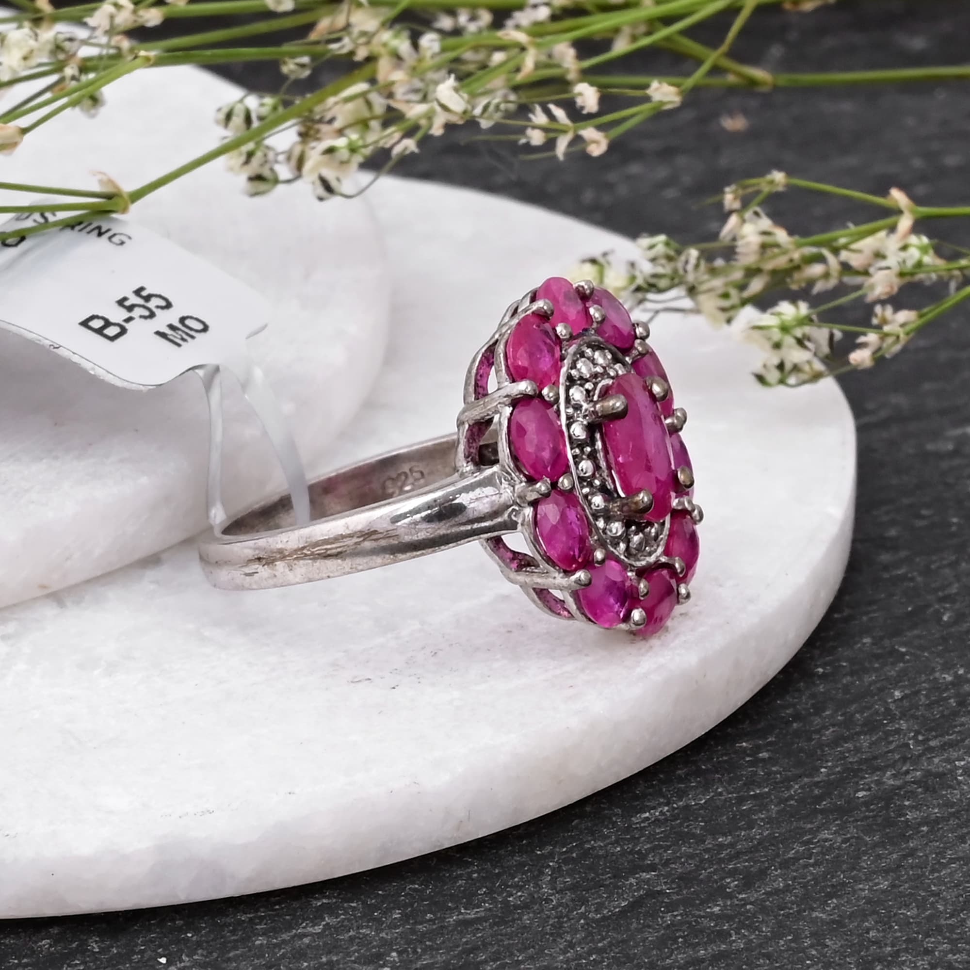 Ruby Halo Blossom Ring