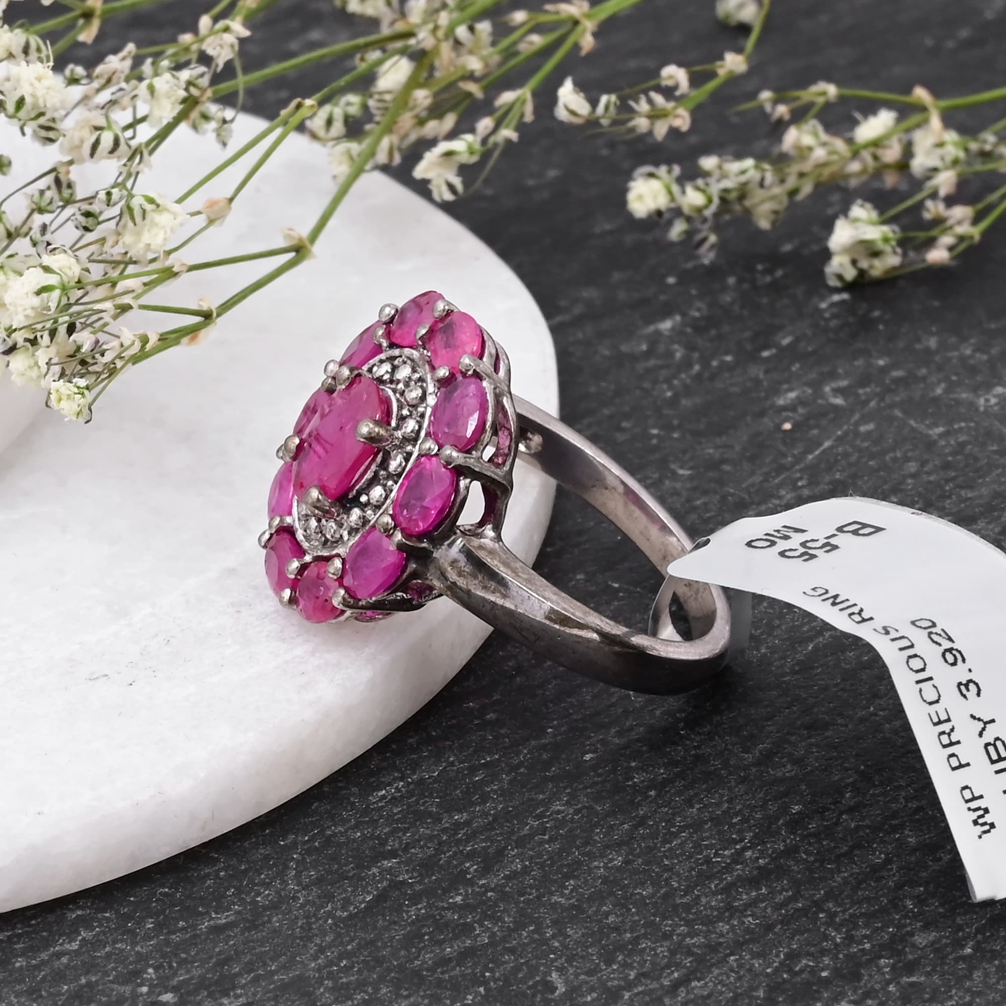 Ruby Halo Blossom Ring