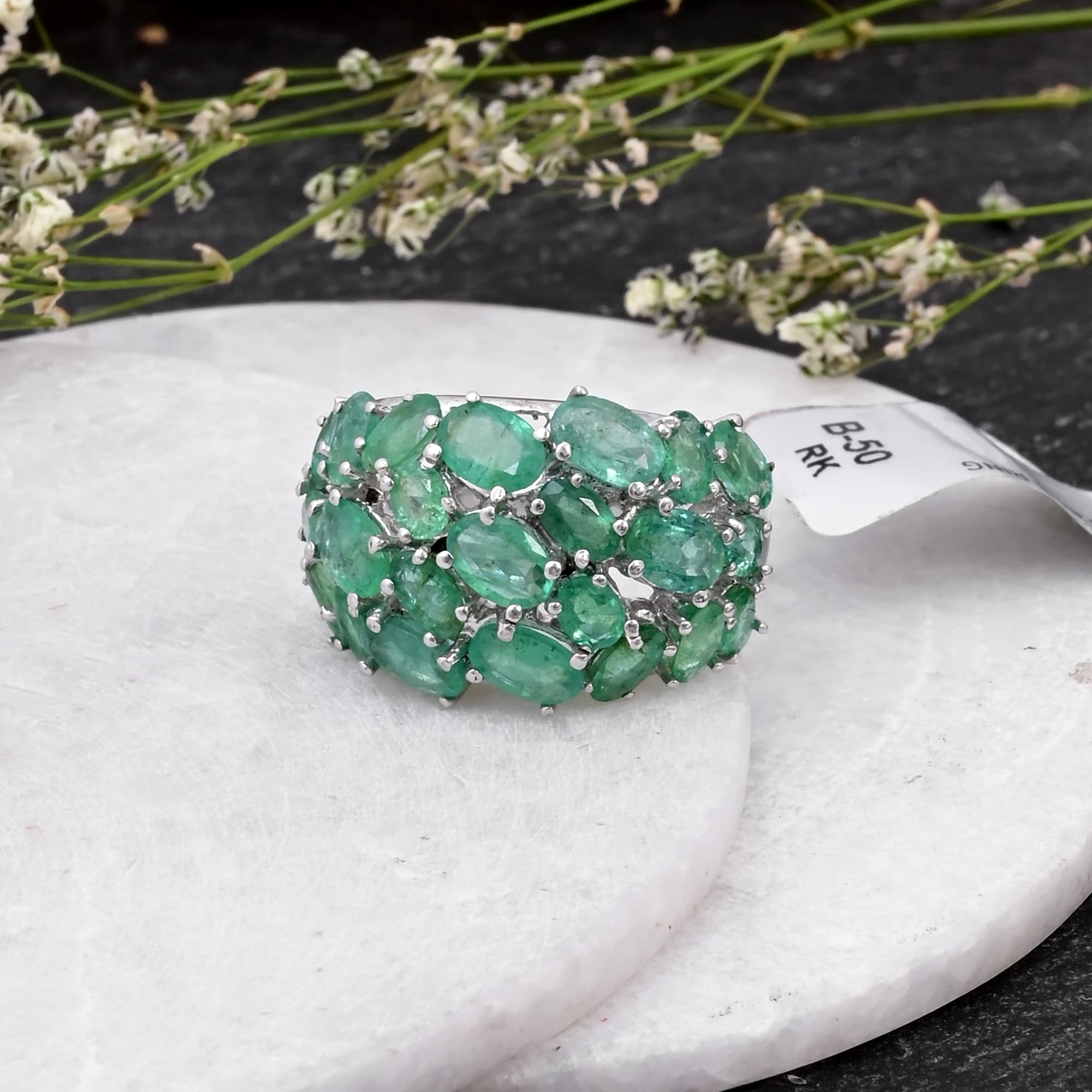 Emerald Cascade Statement Ring