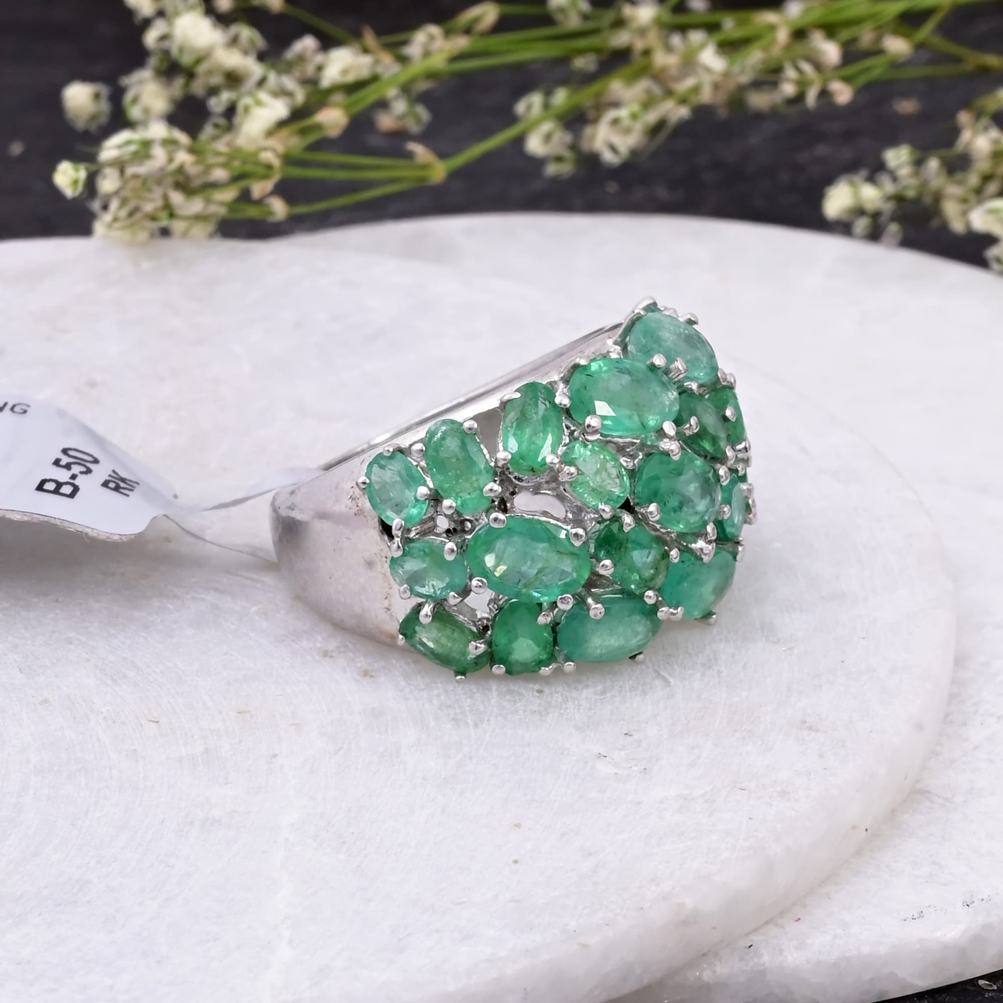 Emerald Cascade Statement Ring