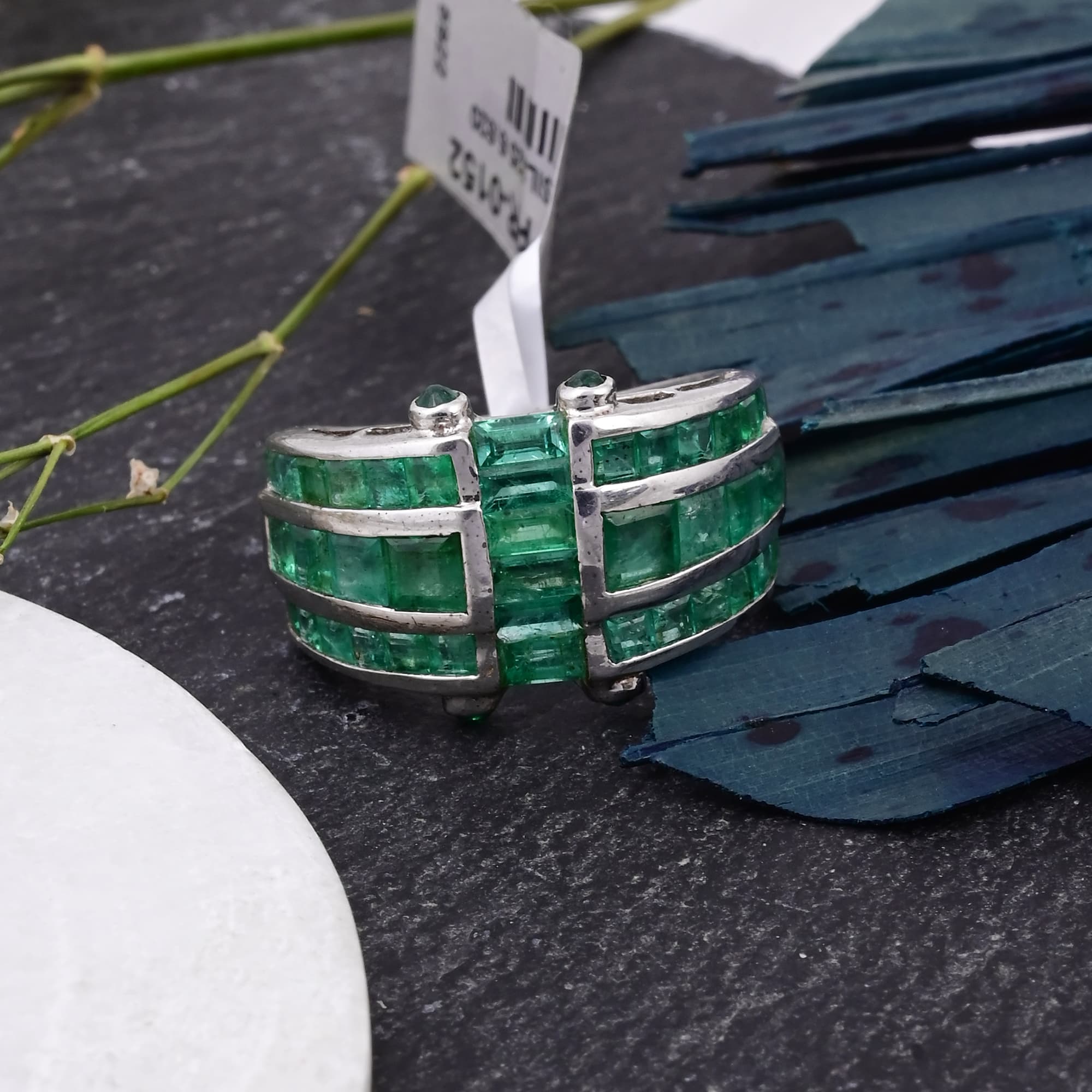 Emerald Lattice Statement Ring