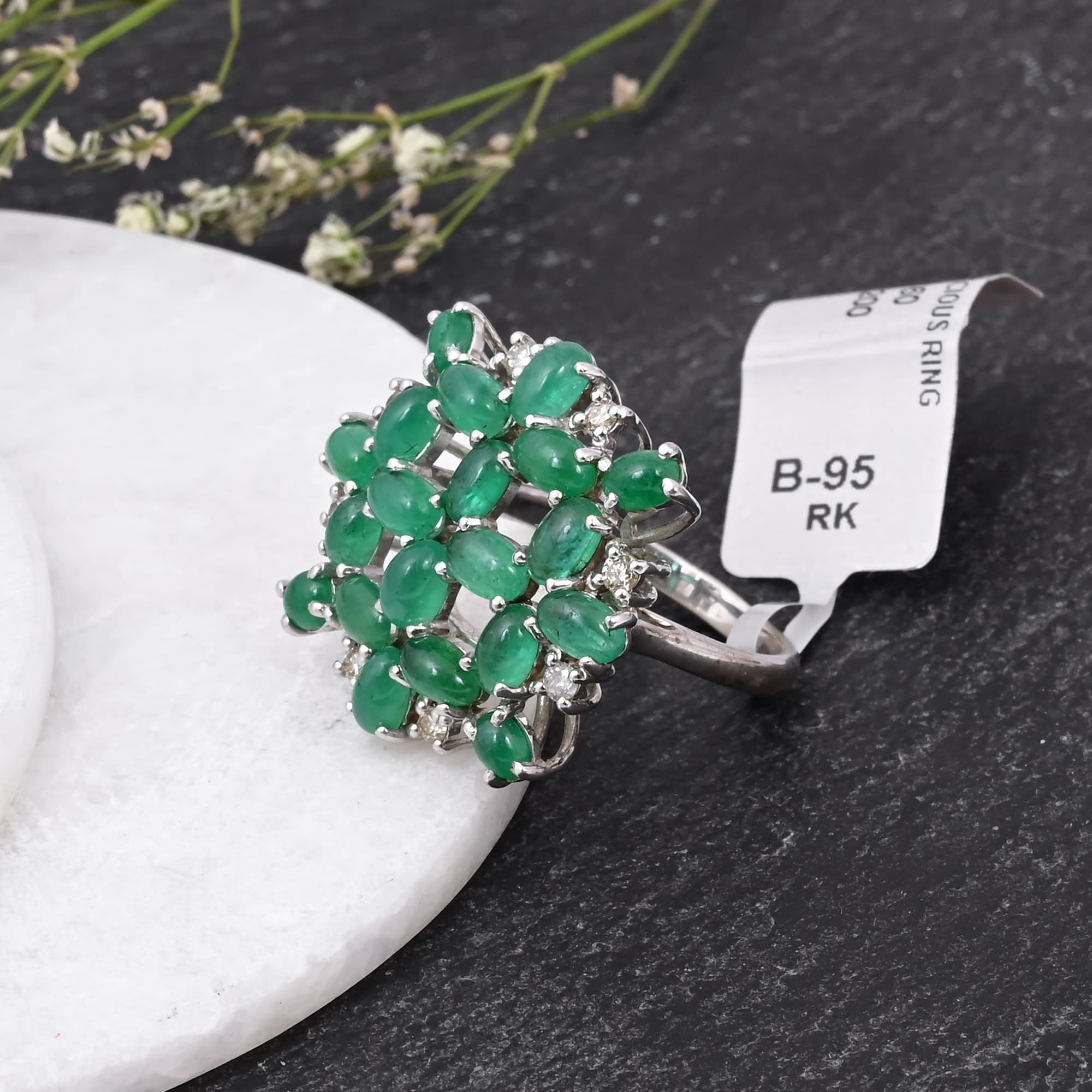 Emerald Garden Cabochon Ring