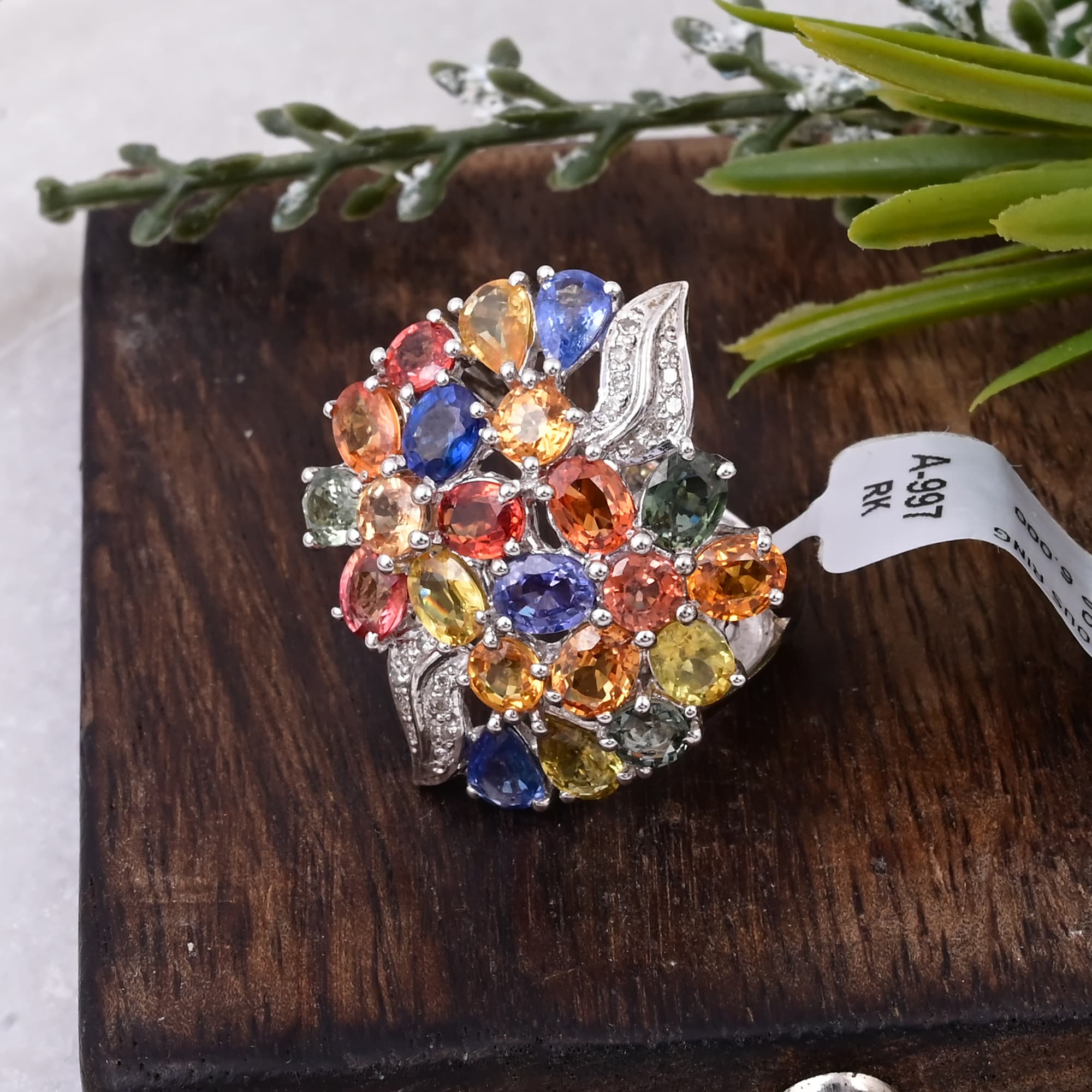 Rainbow Blossom Sapphire Ring