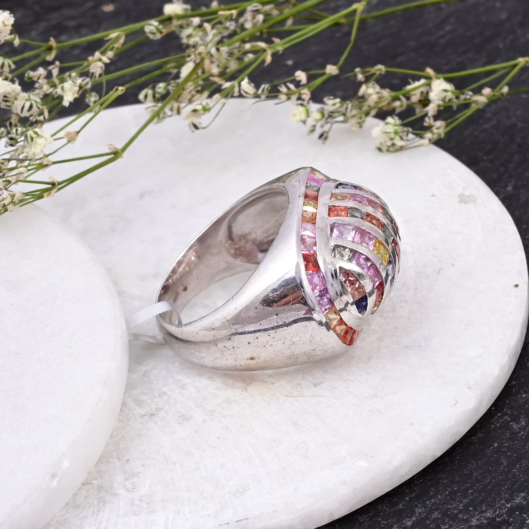 Prismatic Sapphire Dome Ring