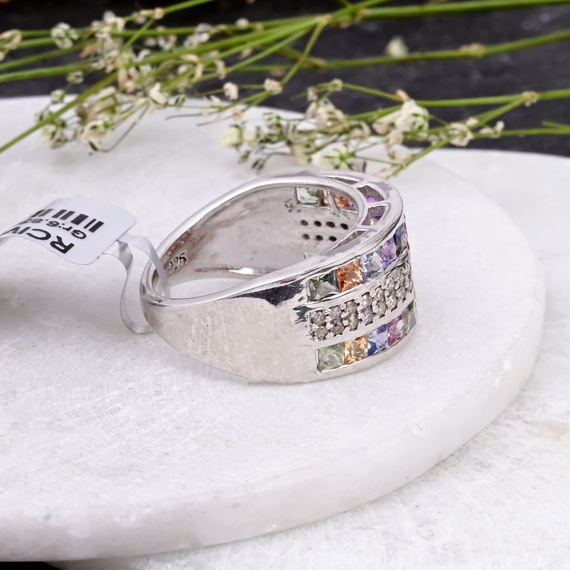 Rainbow Sapphire Mosaic Ring