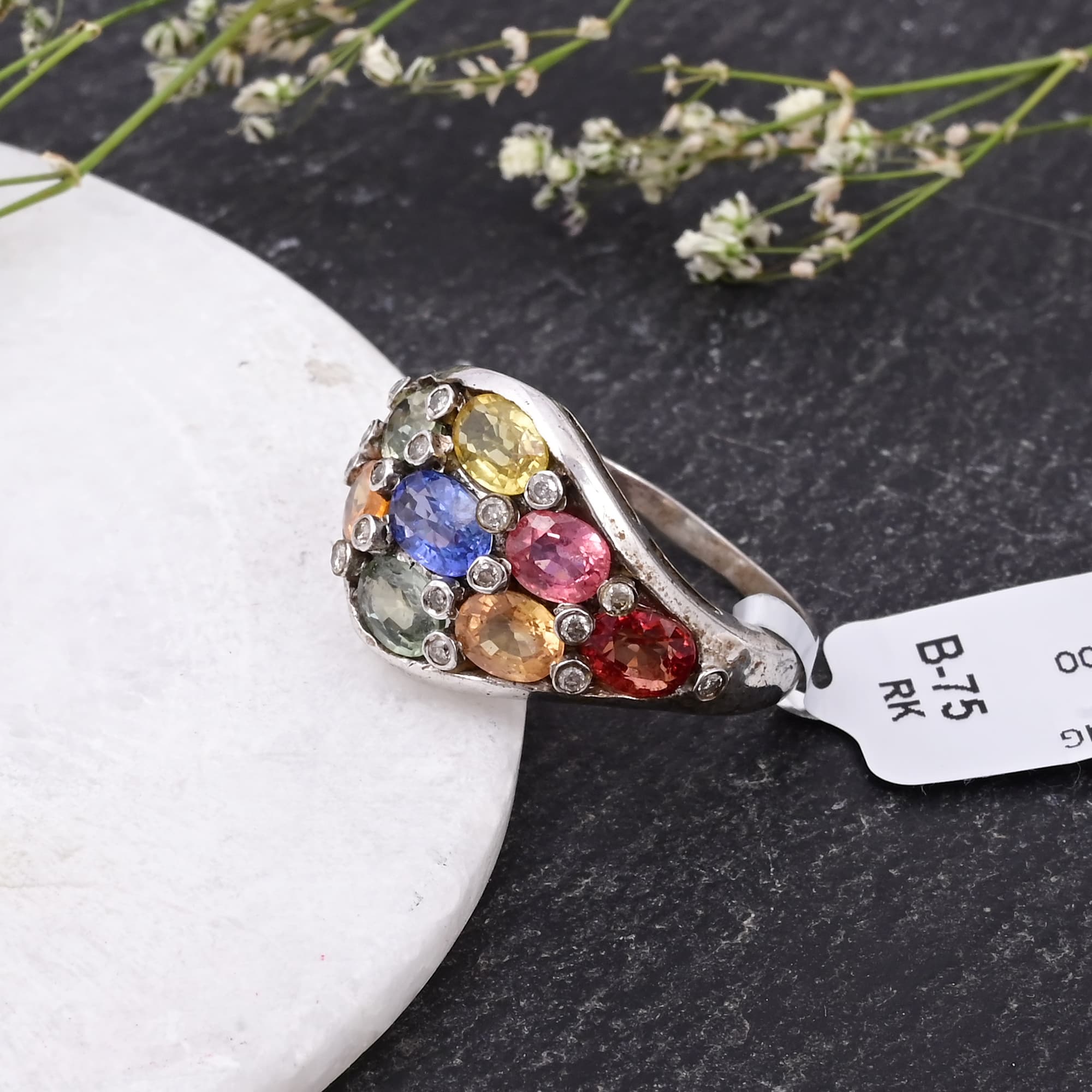 Prismatic Sapphire Mosaic Ring