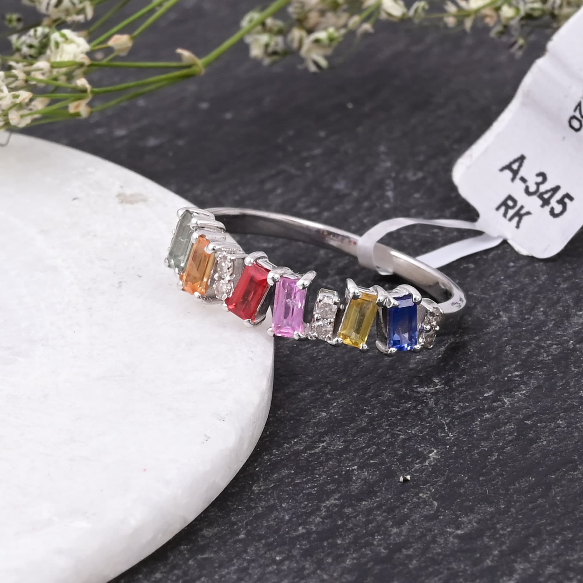 Spectrum Bar Multi Sapphire Ring