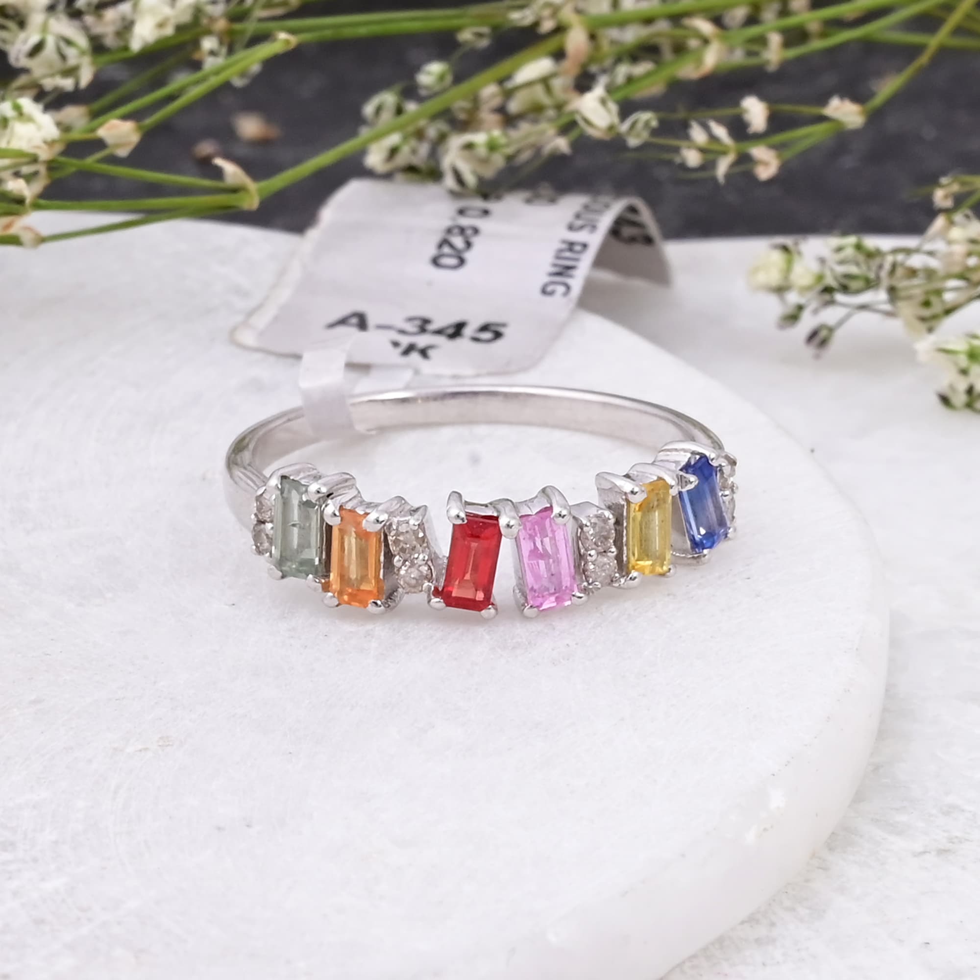 Spectrum Bar Multi Sapphire Ring