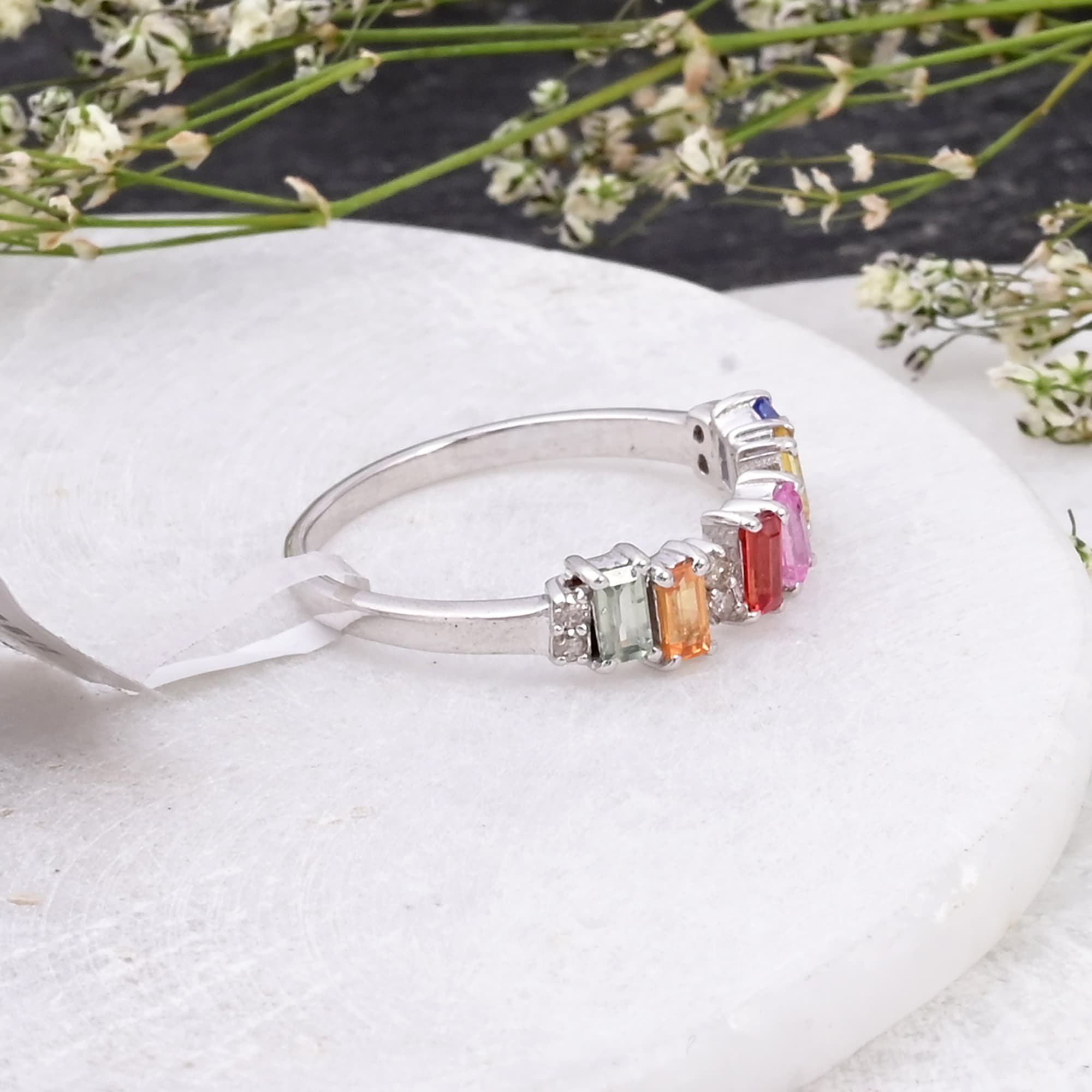 Spectrum Bar Multi Sapphire Ring