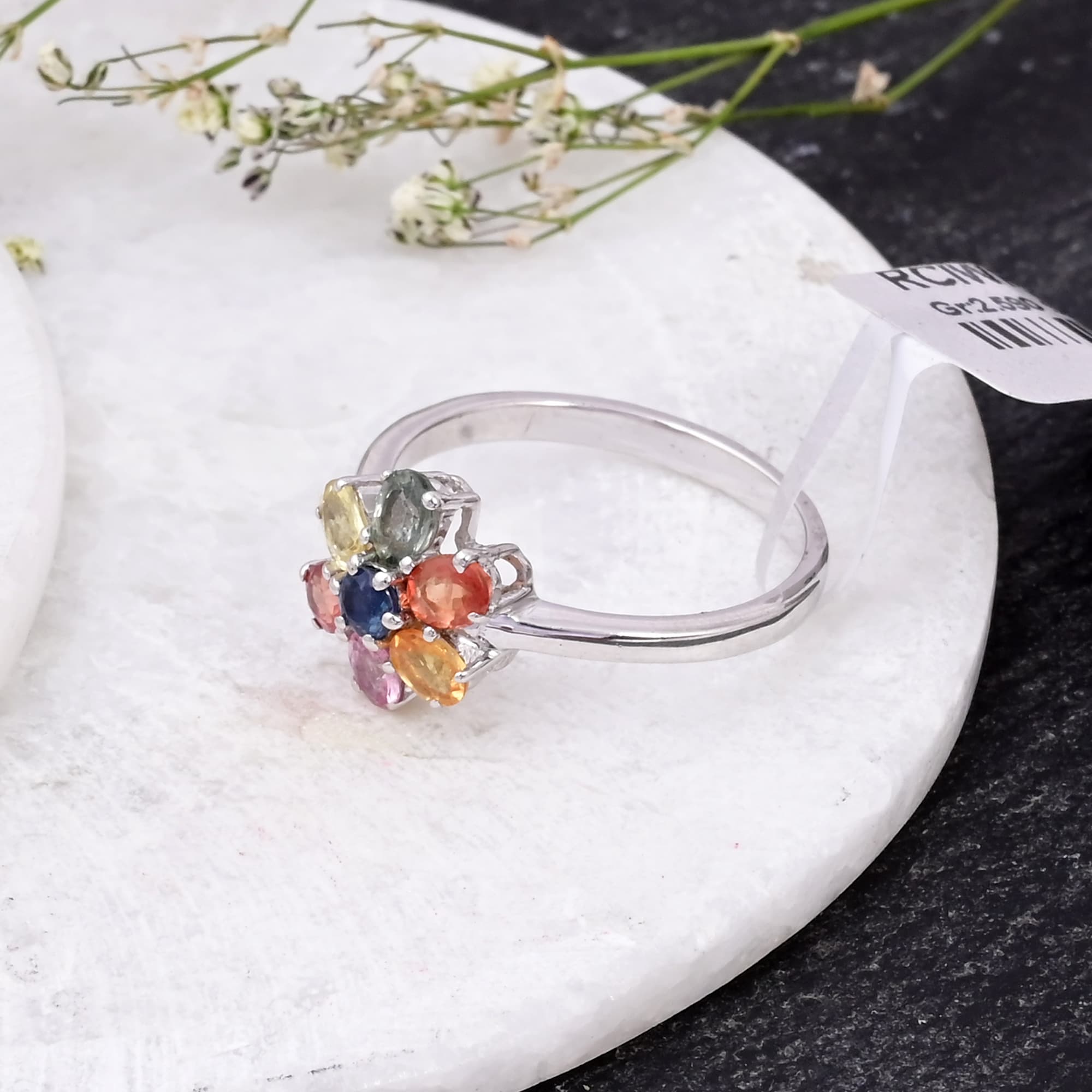 Rainbow Blossom Multi Sapphire Ring