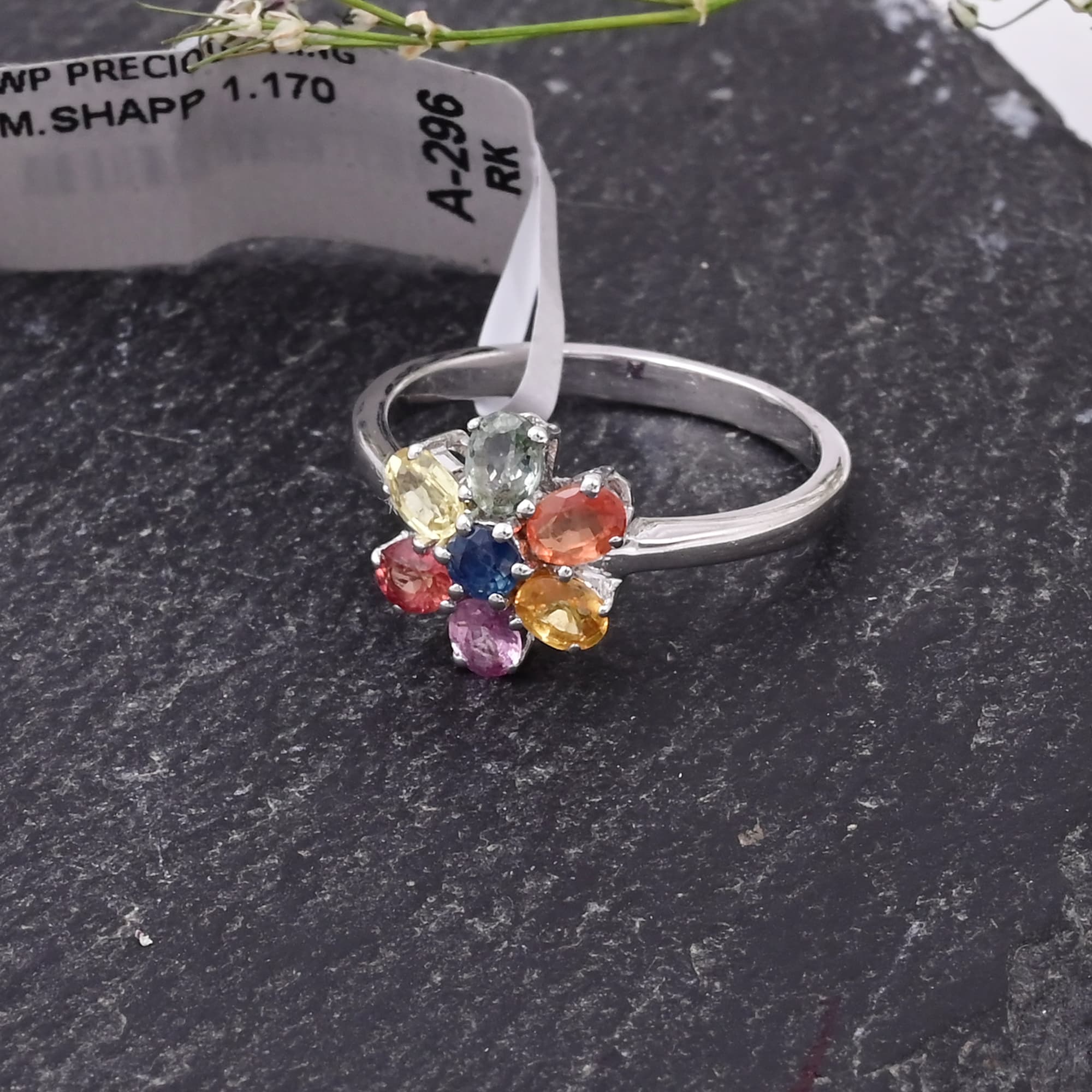 Rainbow Blossom Multi Sapphire Ring