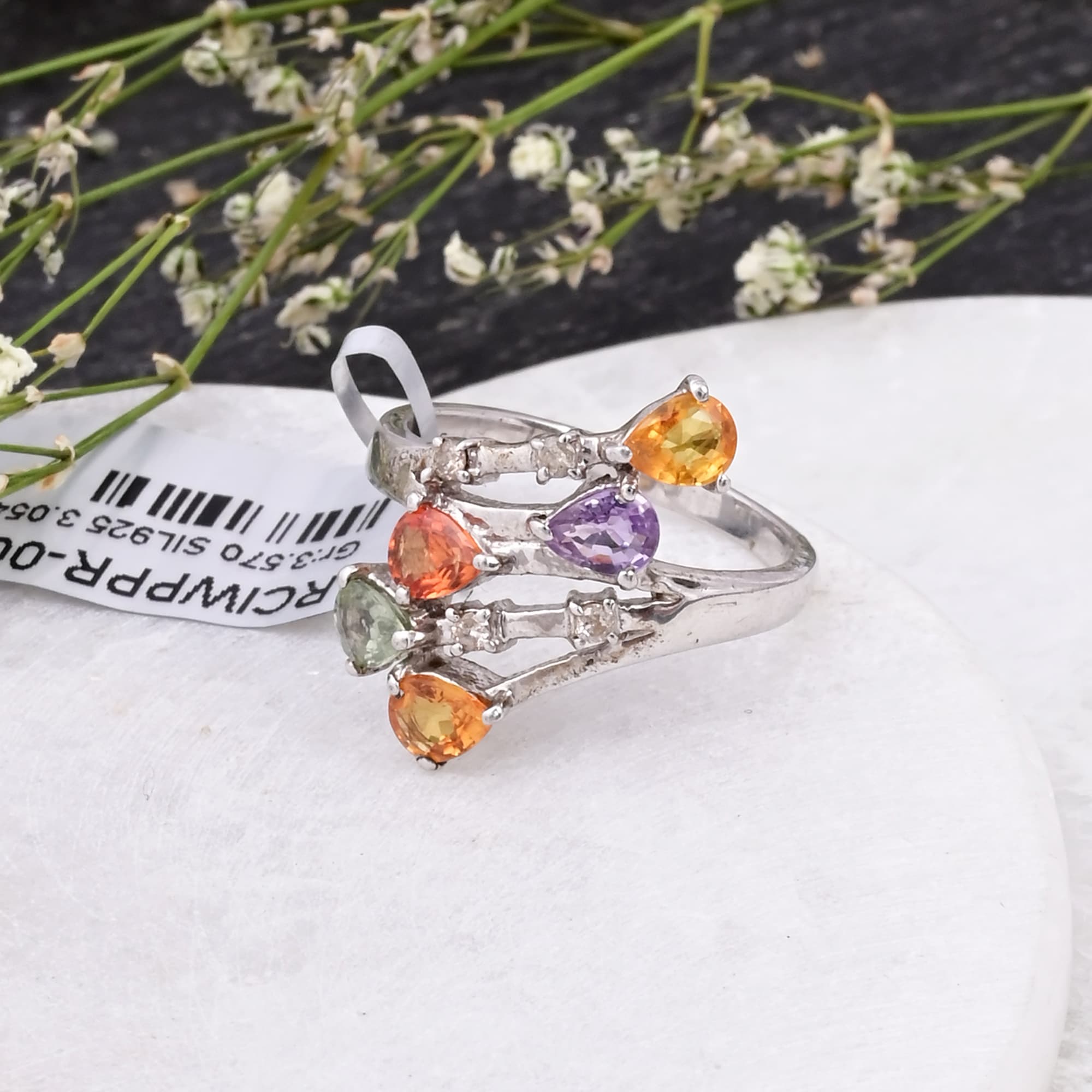 Aurora Cascade Multi Sapphire Ring