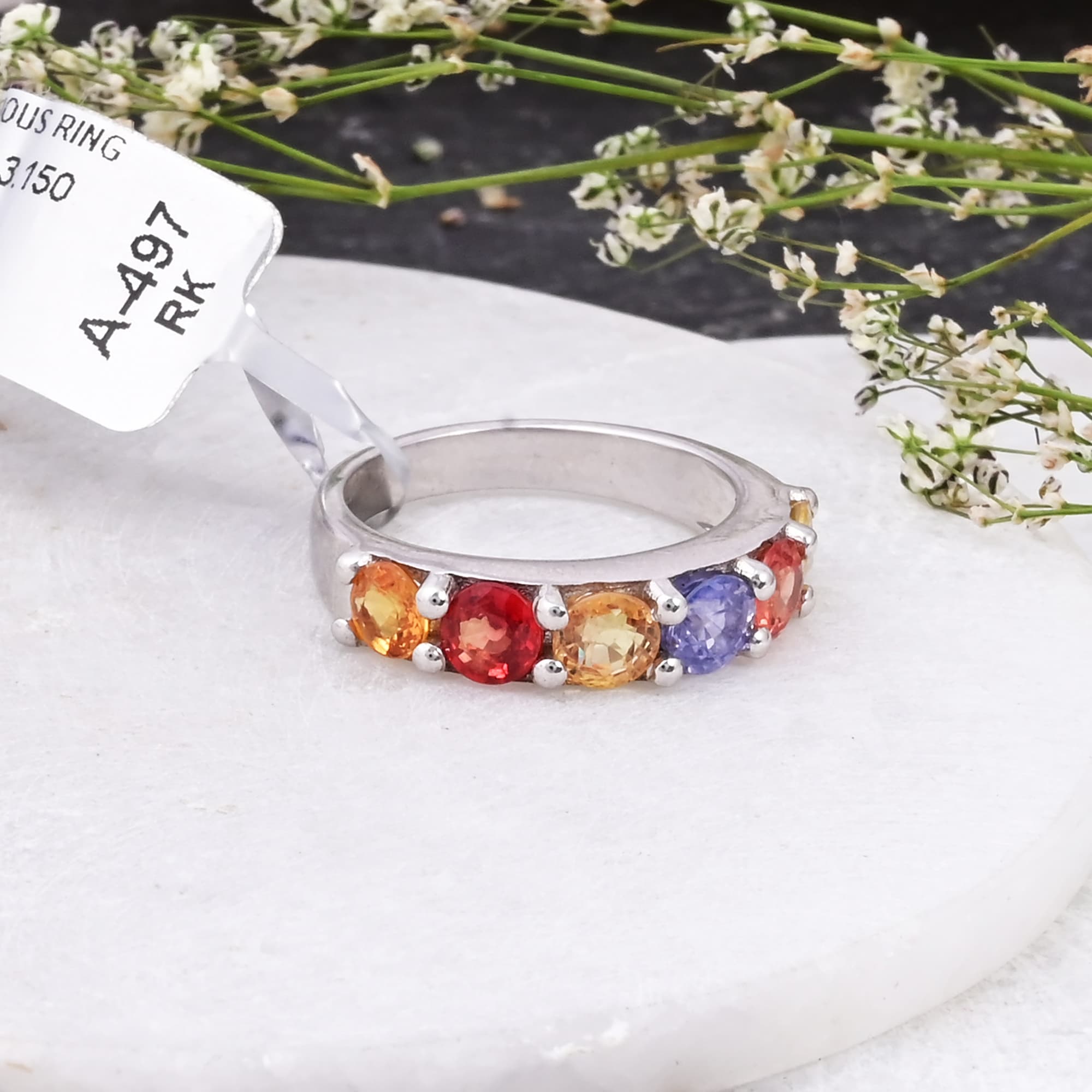 Rainbow Harmony Sapphire Band Ring