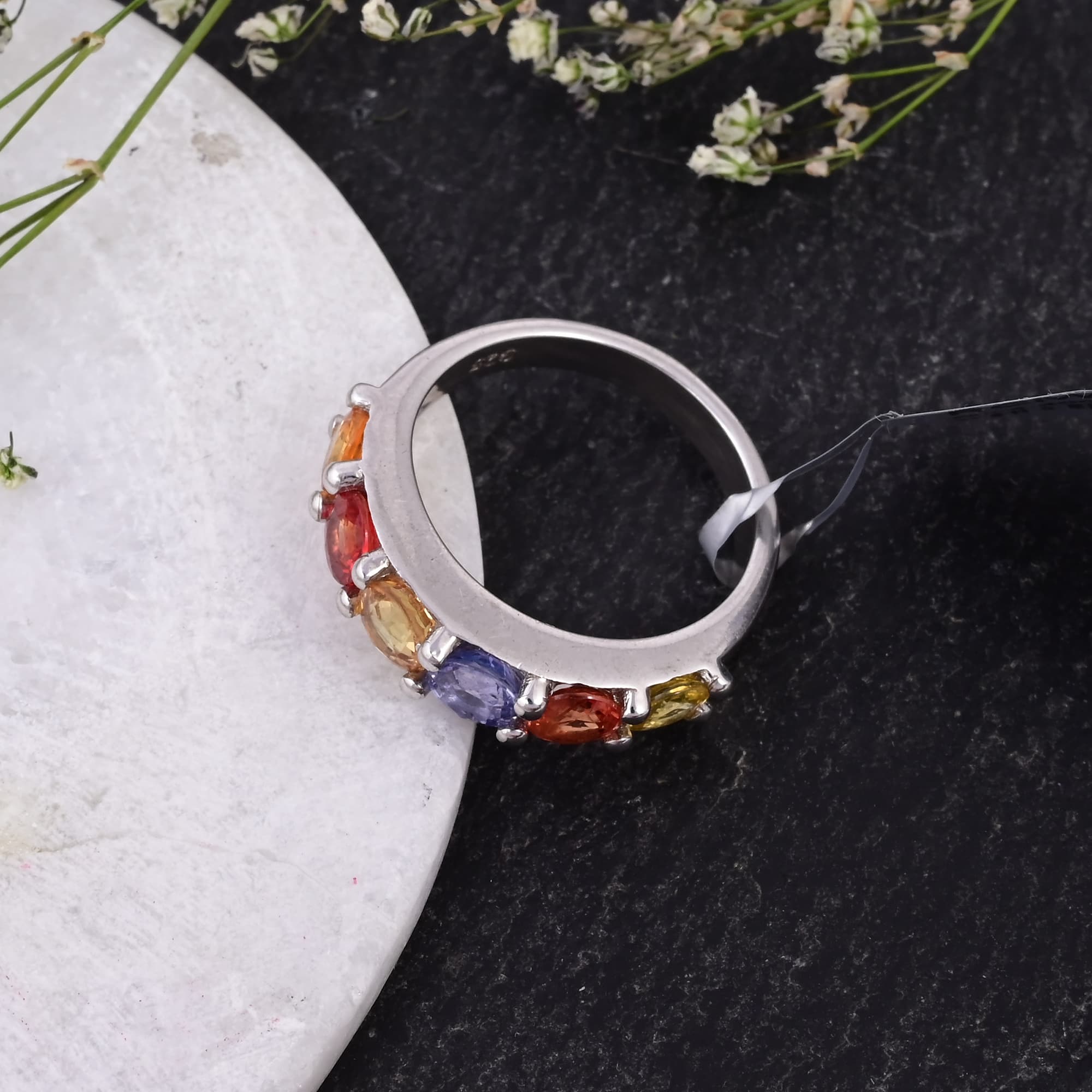 Rainbow Harmony Sapphire Band Ring