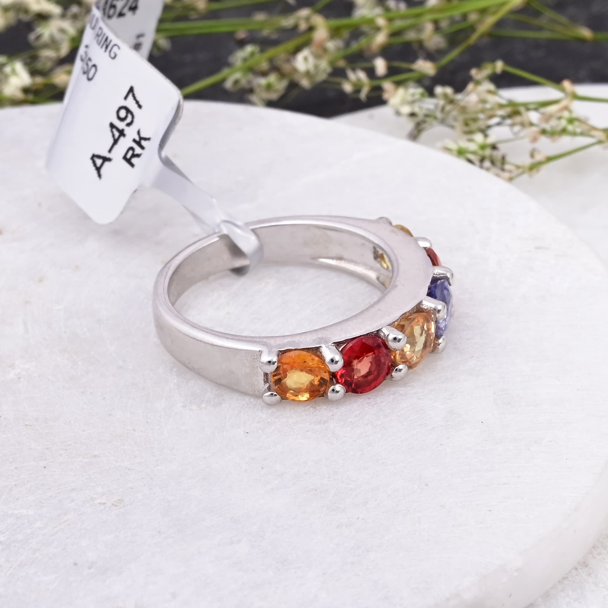 Rainbow Harmony Sapphire Band Ring