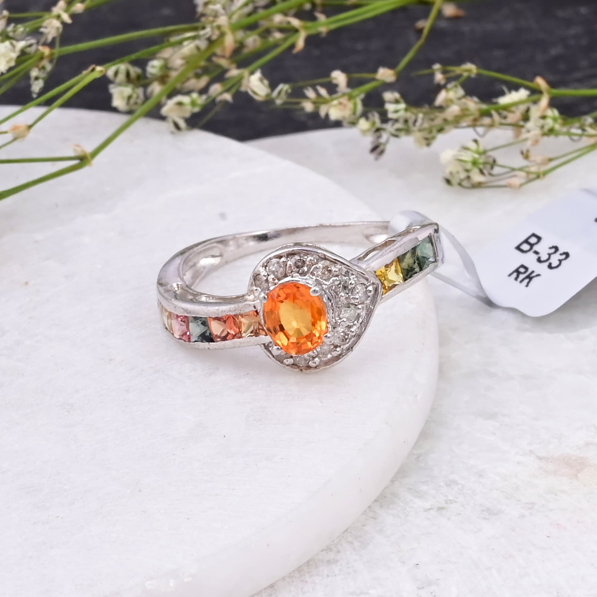 Sunburst Sapphire Halo Ring