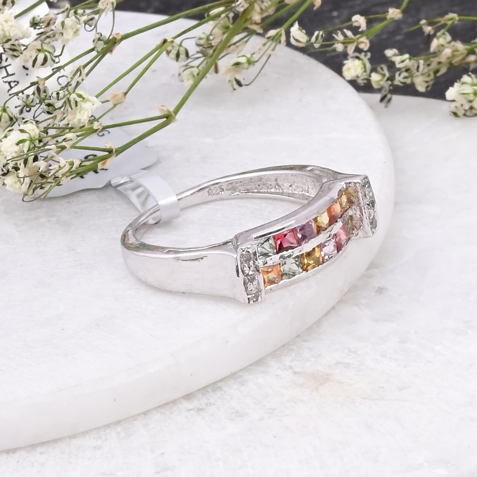 Prismatic Sapphire Diamond Band Ring alternate view
