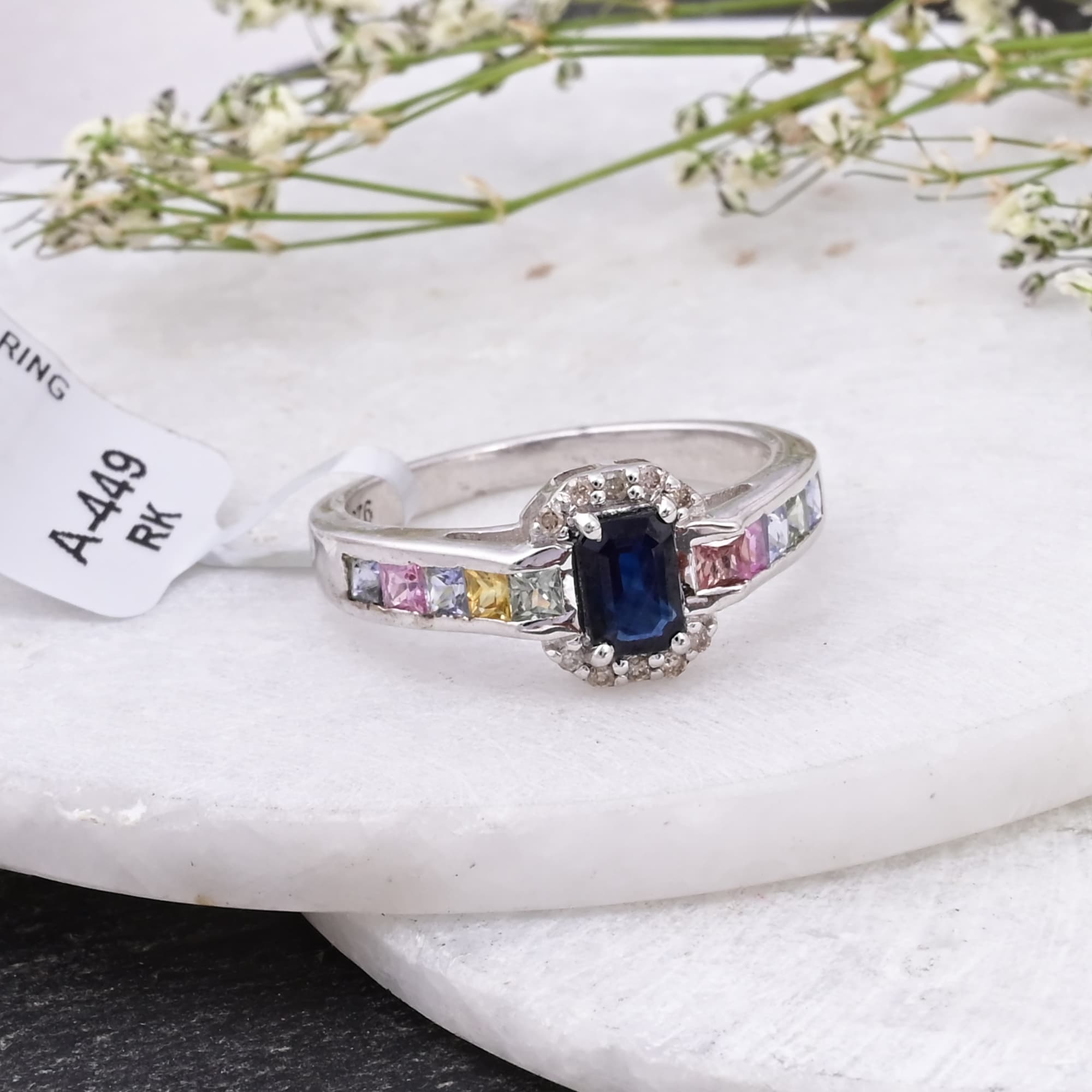 Royal Blue Sapphire Halo Ring