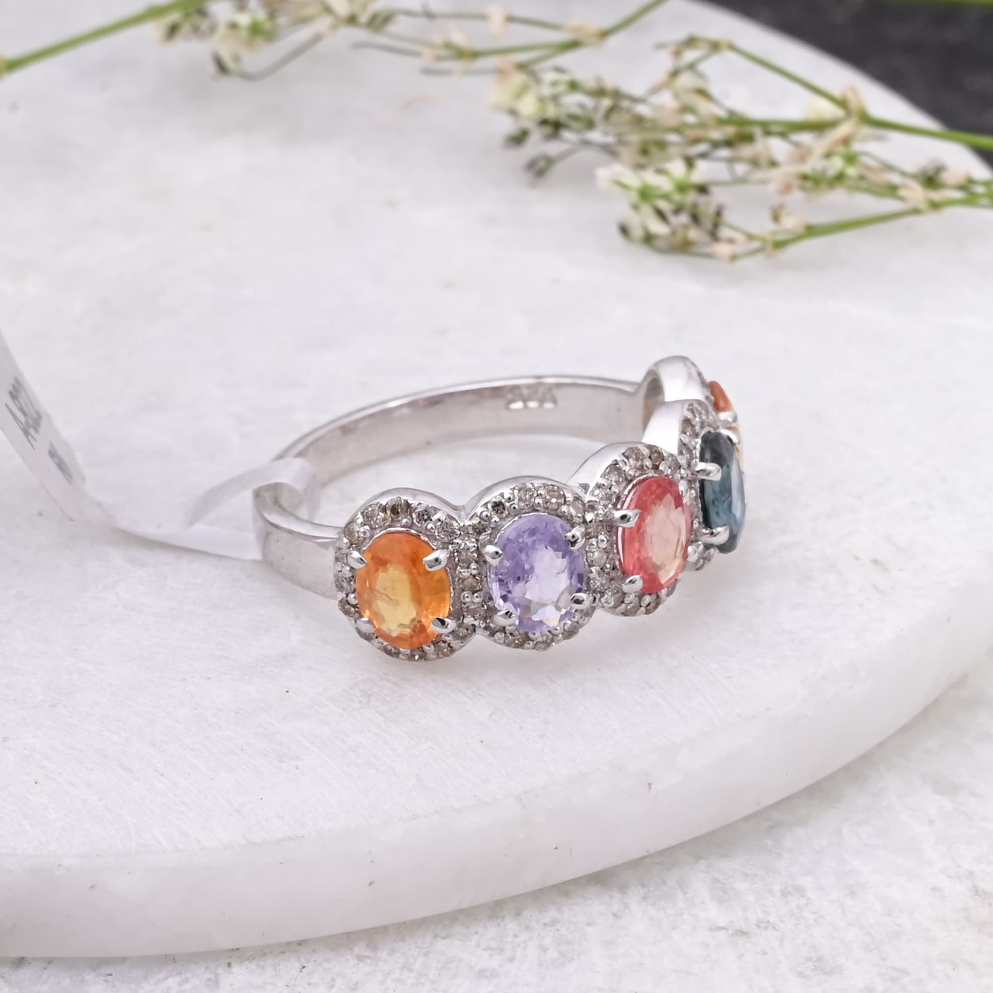 Aurora Halo Multi Sapphire Ring alternate view
