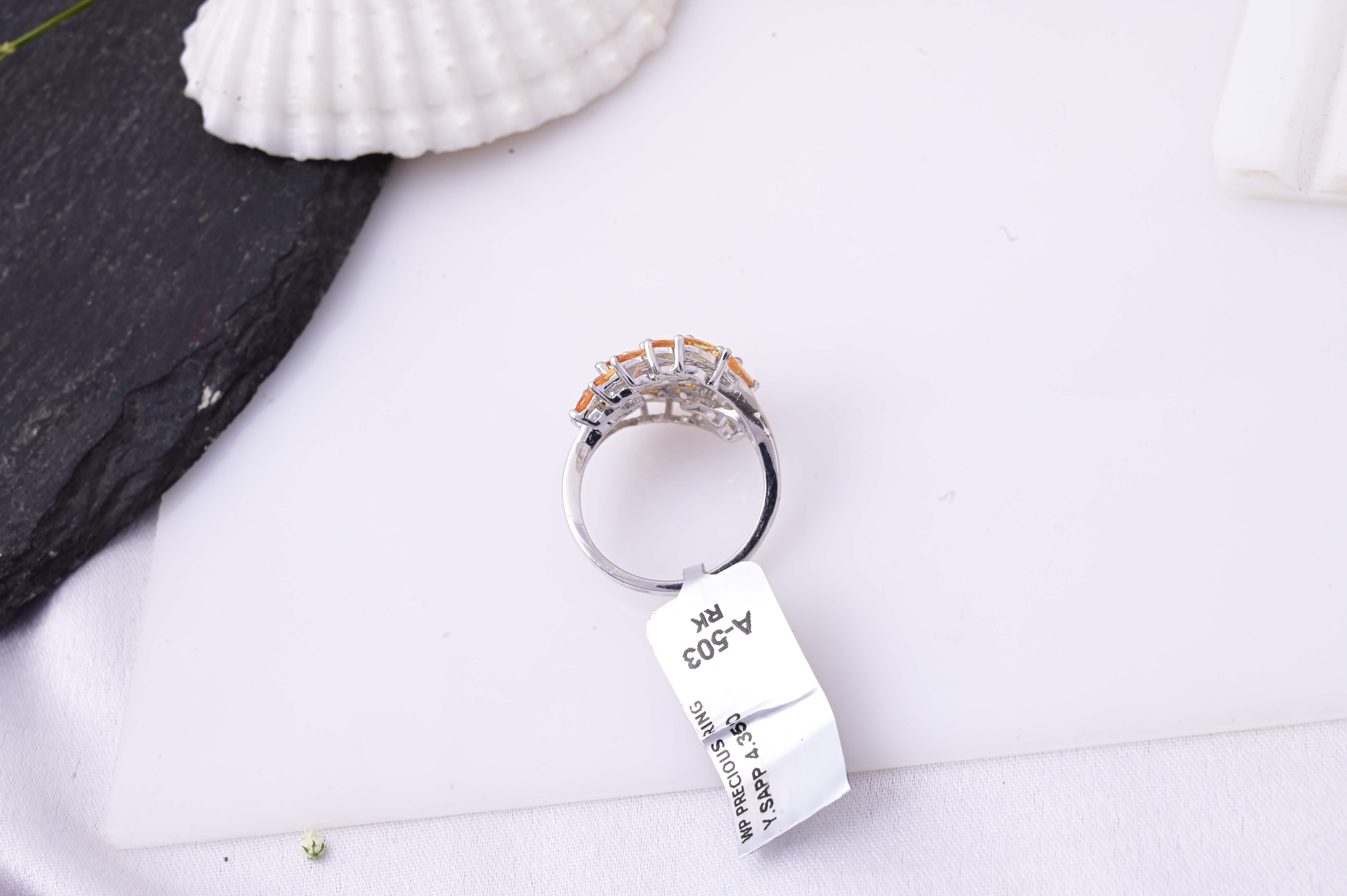Golden Bloom Orange Sapphire Statement Ring