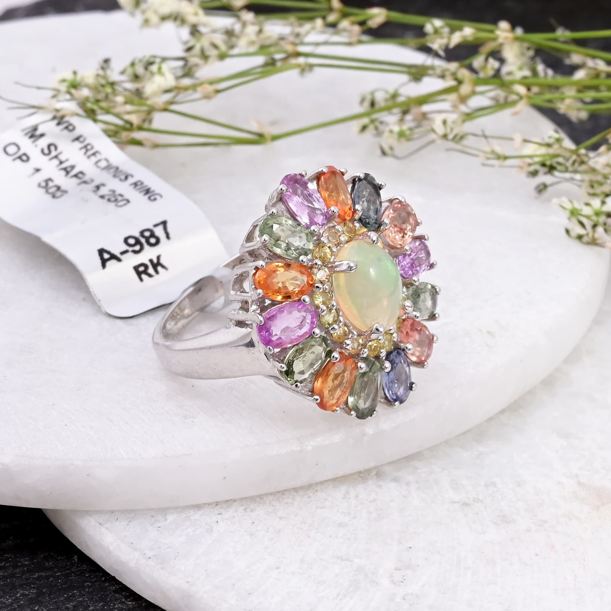 Celestial Opal Bloom Multi Sapphire Ring alternate view