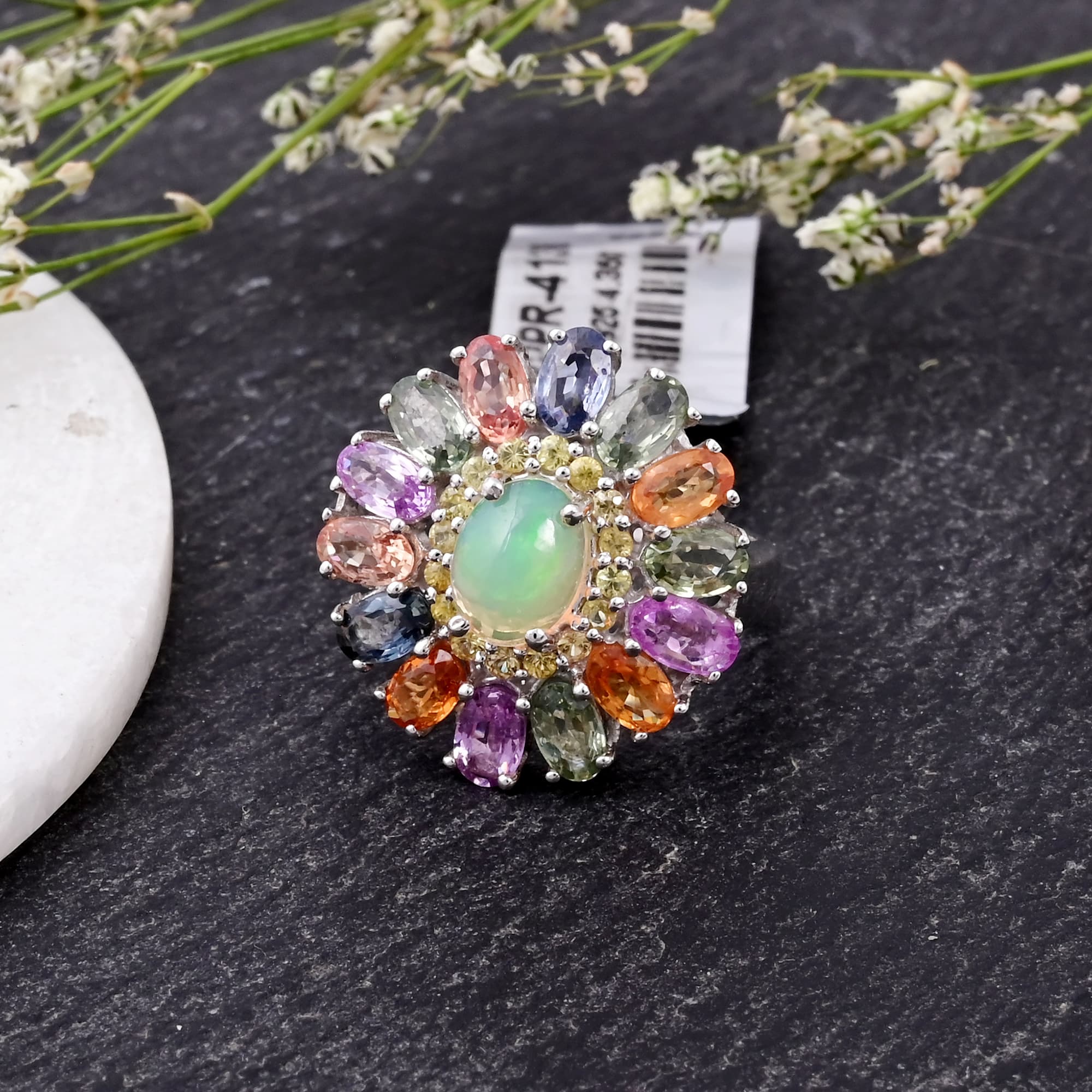 Celestial Opal Bloom Multi Sapphire Ring