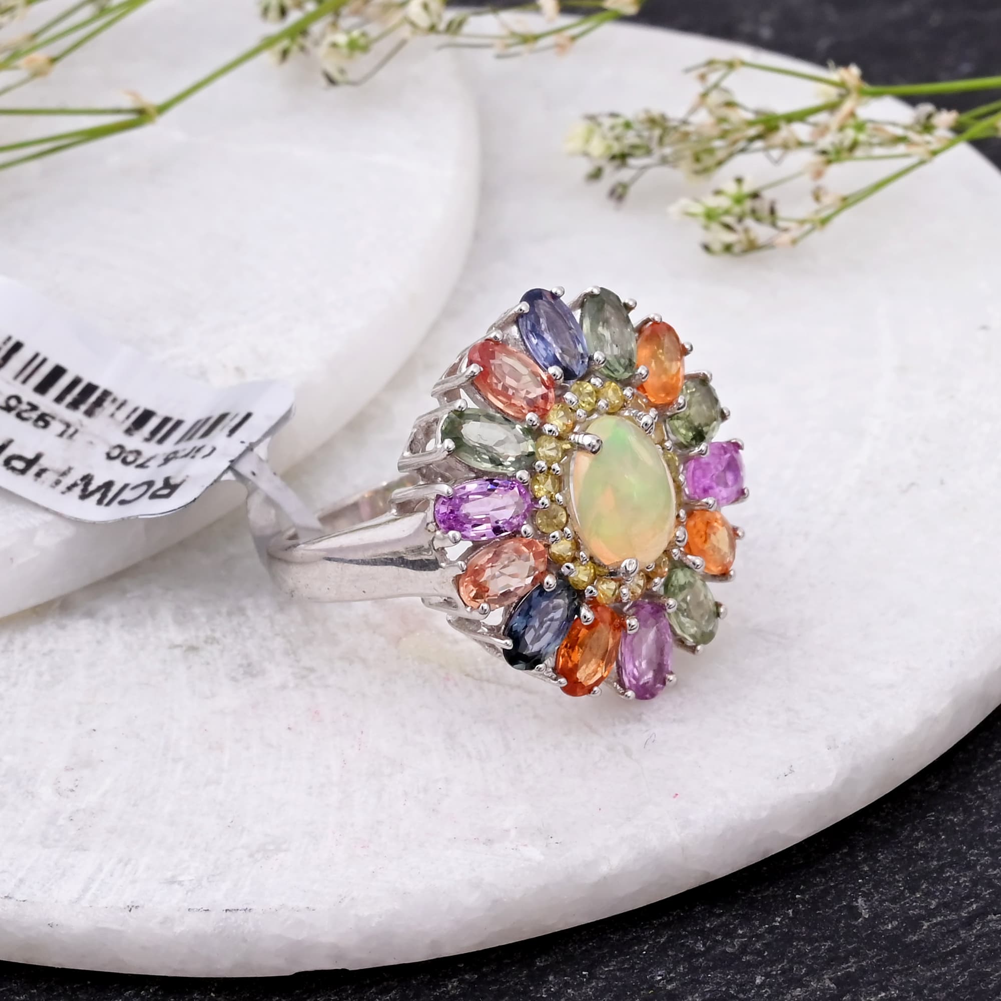 Celestial Opal Bloom Multi Sapphire Ring