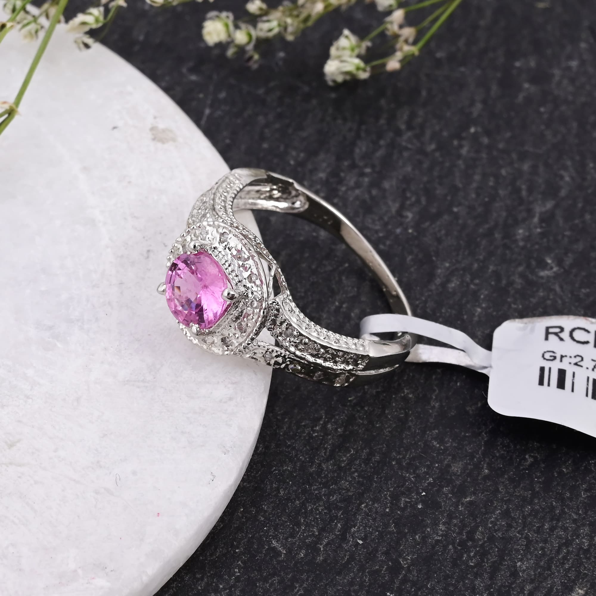 Blush Radiance Pink Sapphire Halo Ring