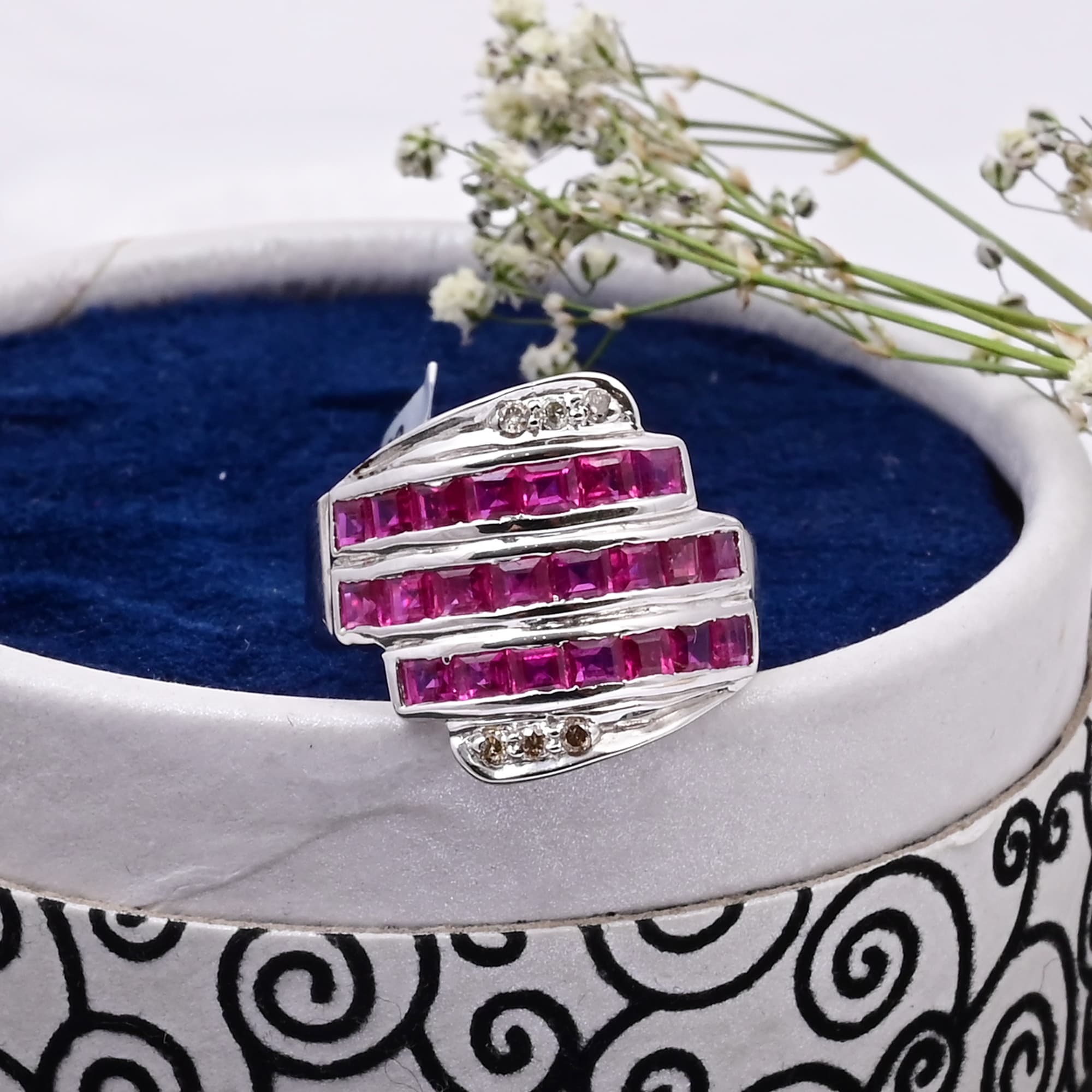 Crimson Cascade Ruby Ring