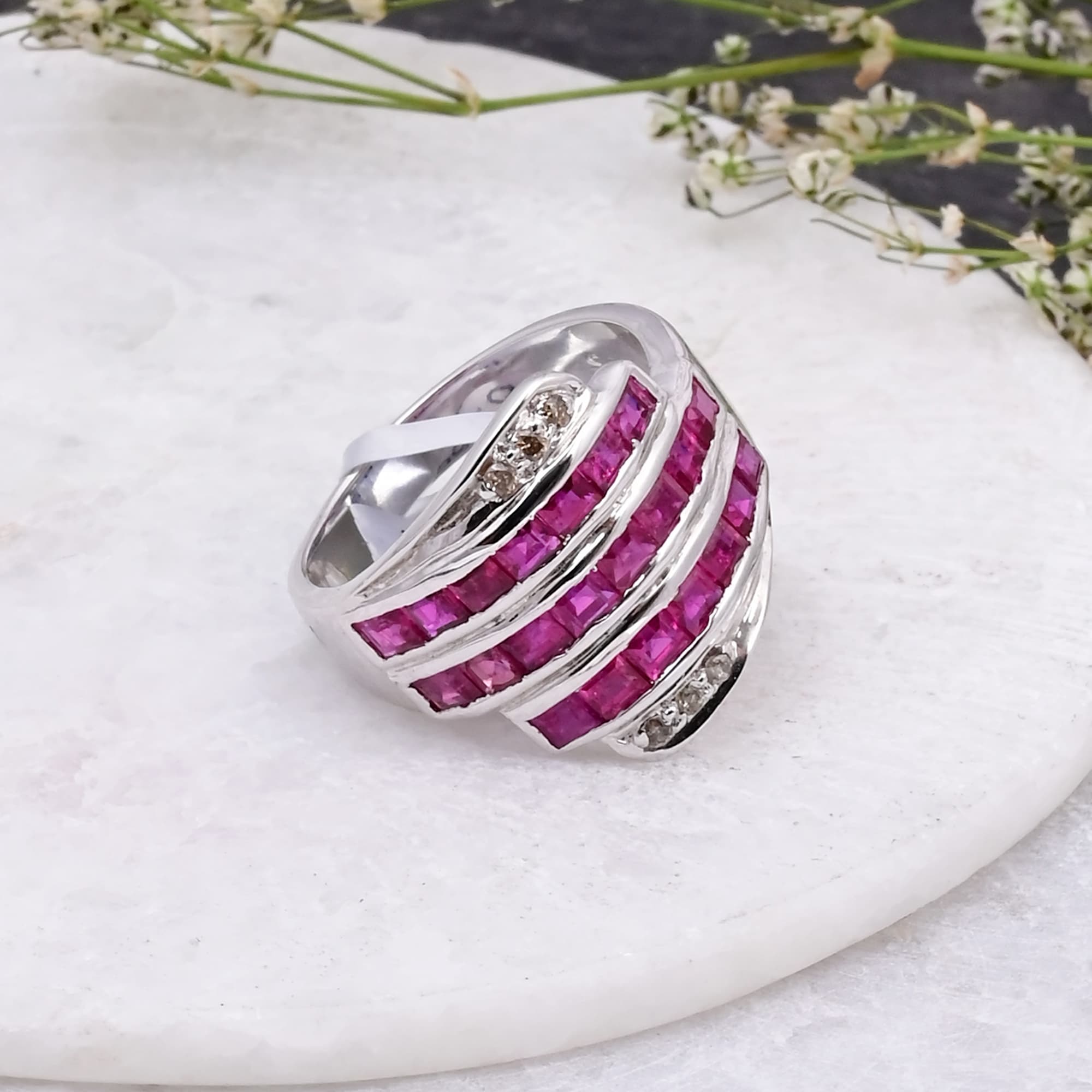 Crimson Cascade Ruby Ring