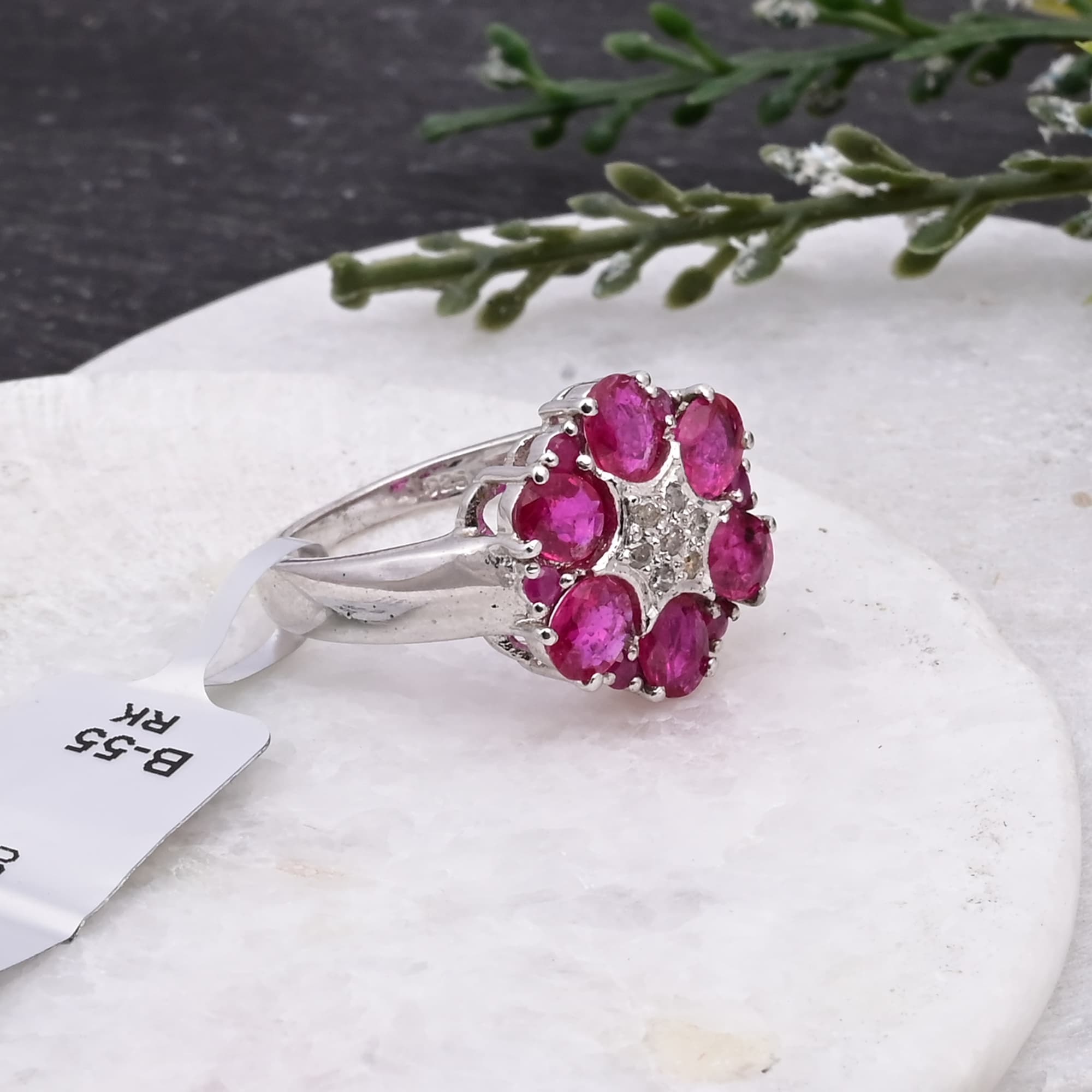 Ruby Blossom Halo Ring alternate view