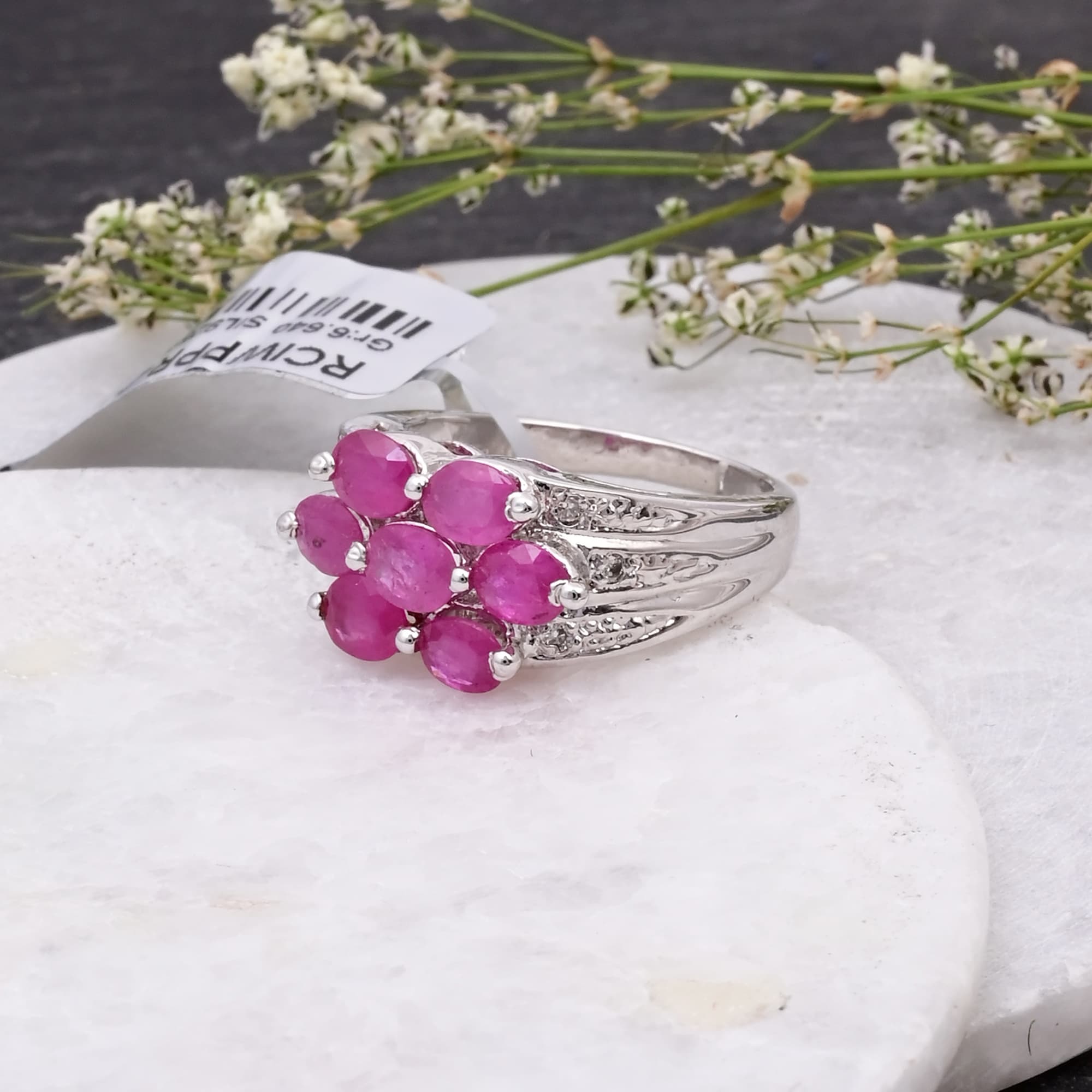 Ruby Petal Cluster Ring