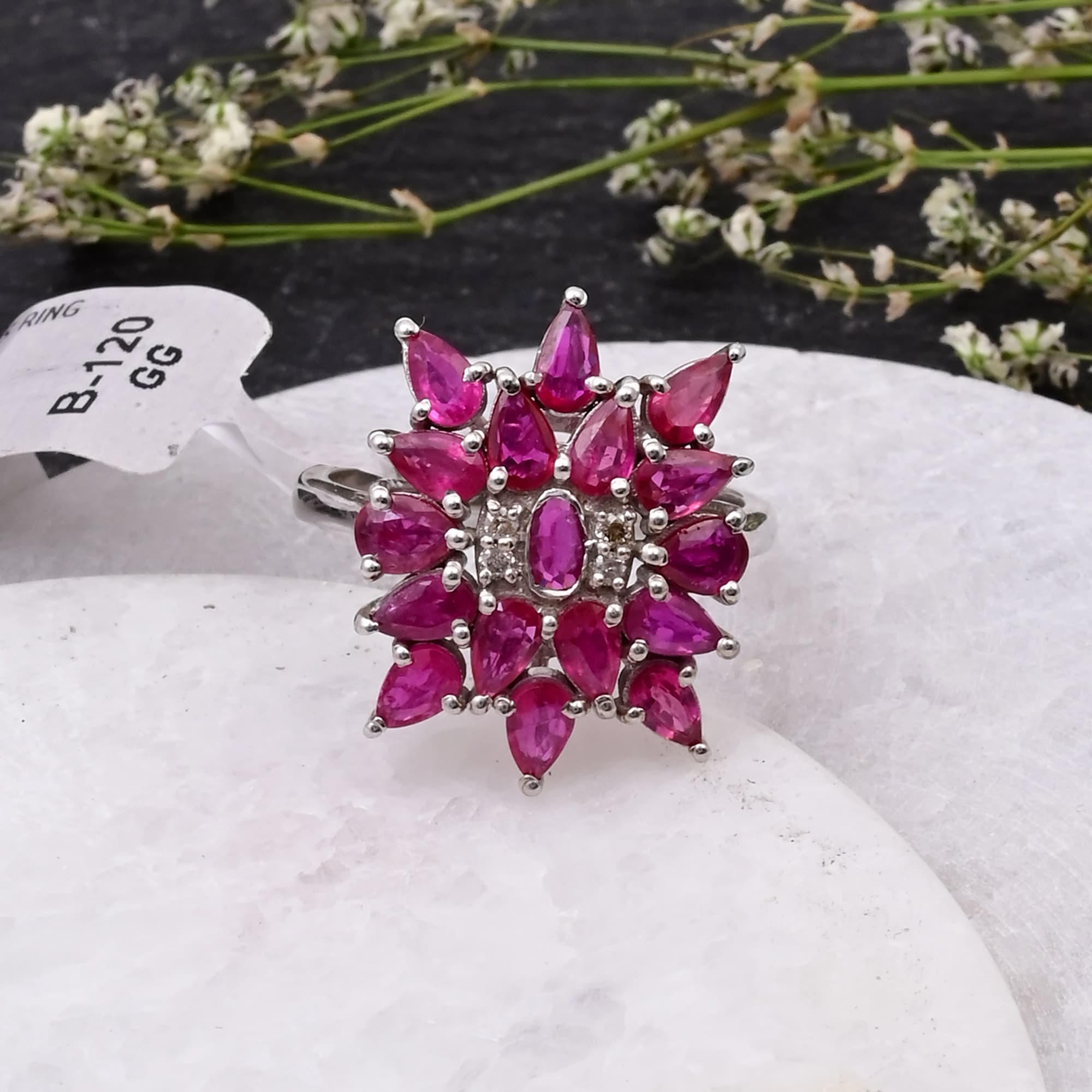 Ruby Starburst Diamond Ring