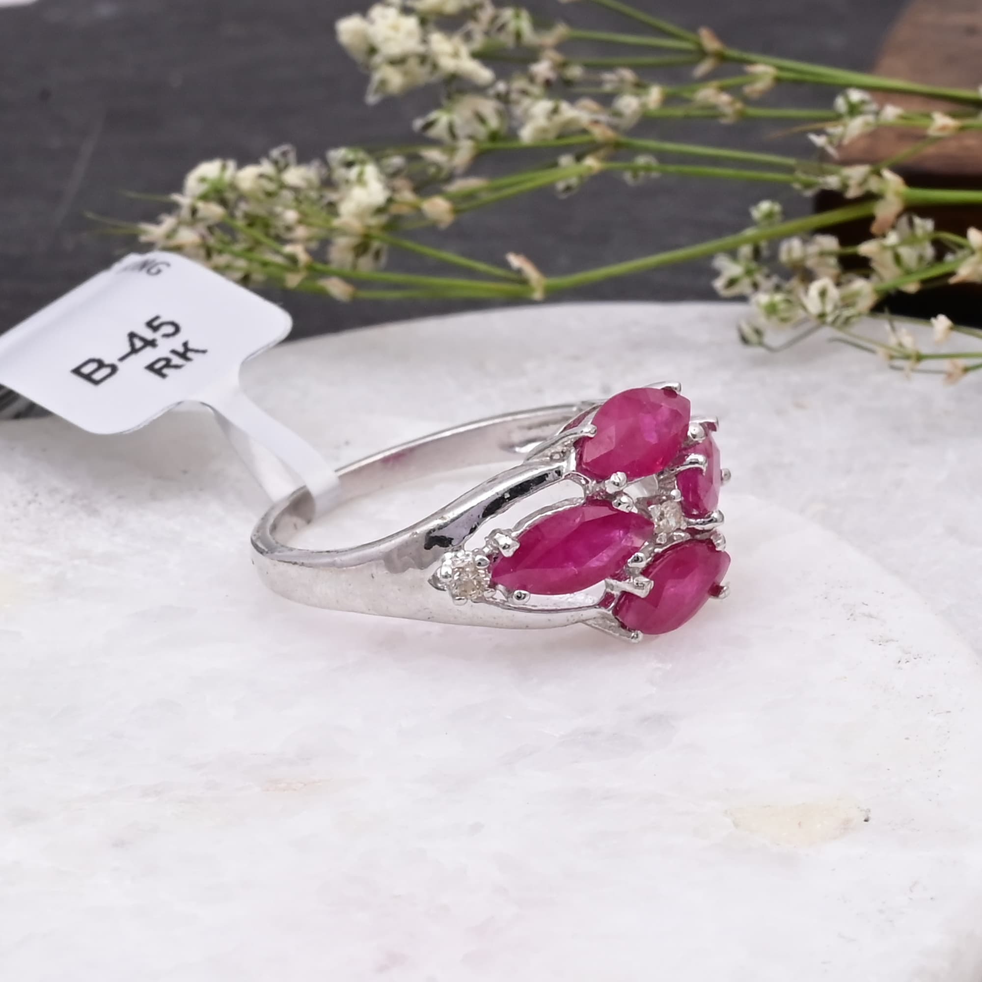Ruby Petal Diamond Bloom Ring alternate view
