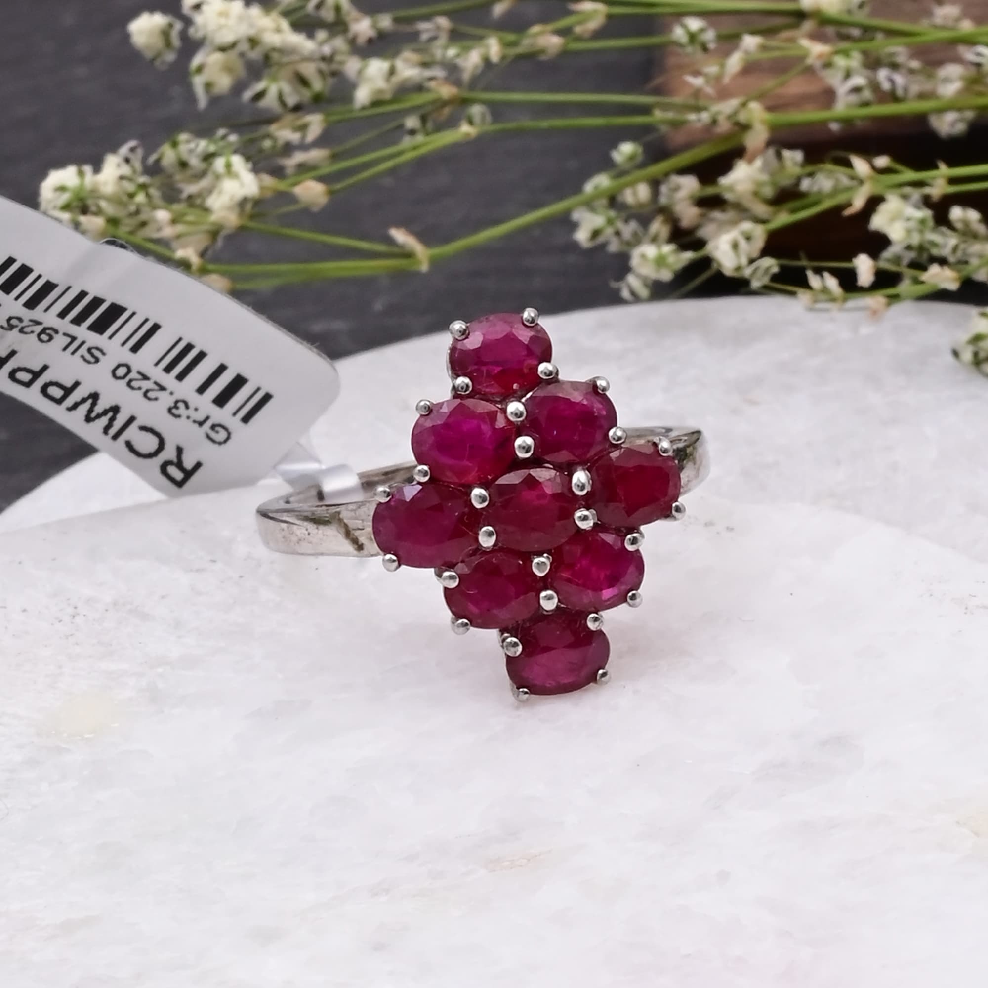 Crimson Ruby Cluster Ring