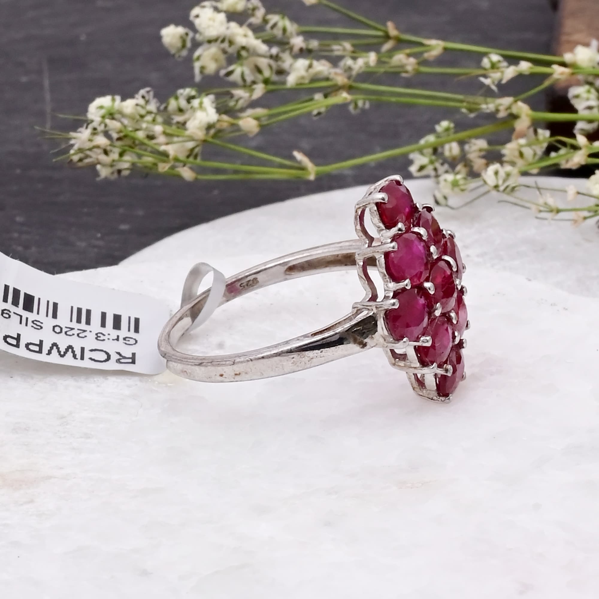 Crimson Ruby Cluster Ring