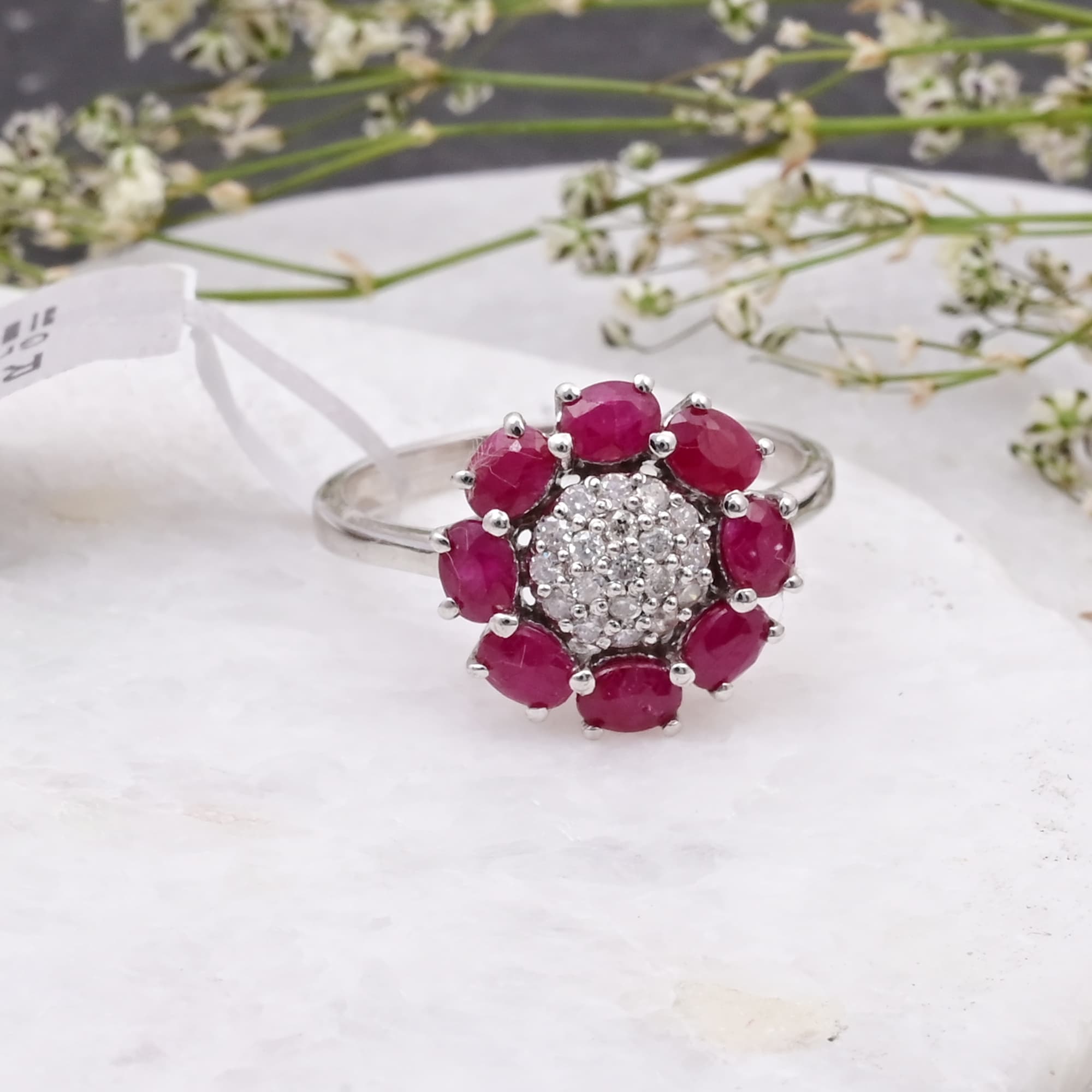 Ruby Blossom Halo Ring