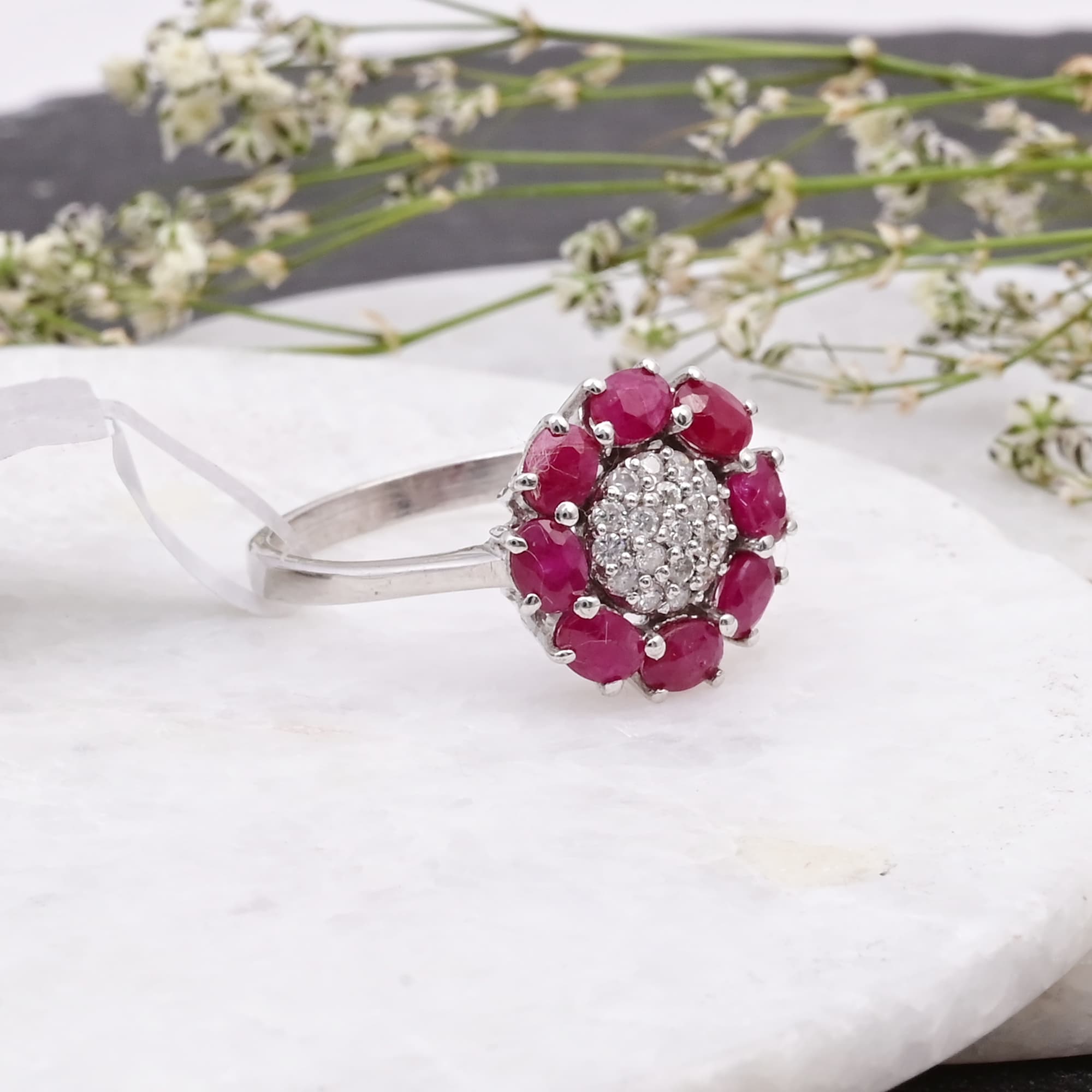 Ruby Blossom Halo Ring alternate view