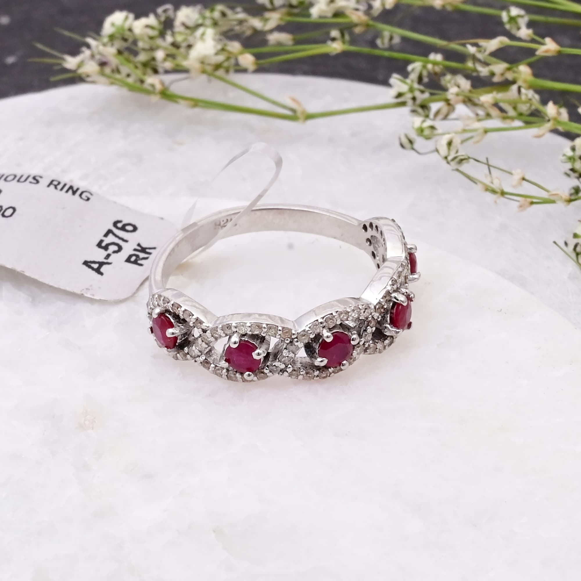 Ruby Infinity Halo Band Ring alternate view
