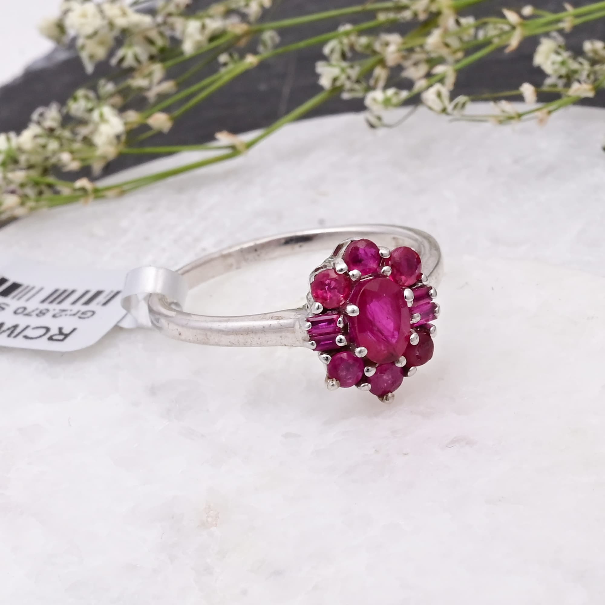 Ruby Blossom Cluster Ring