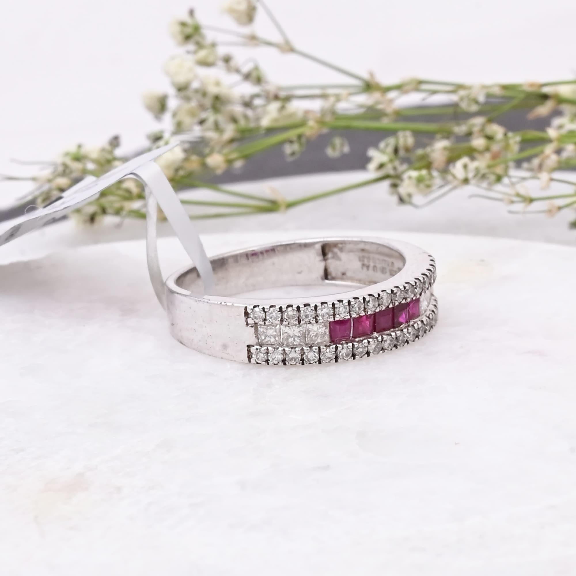 Ruby Diamond Bar Ring