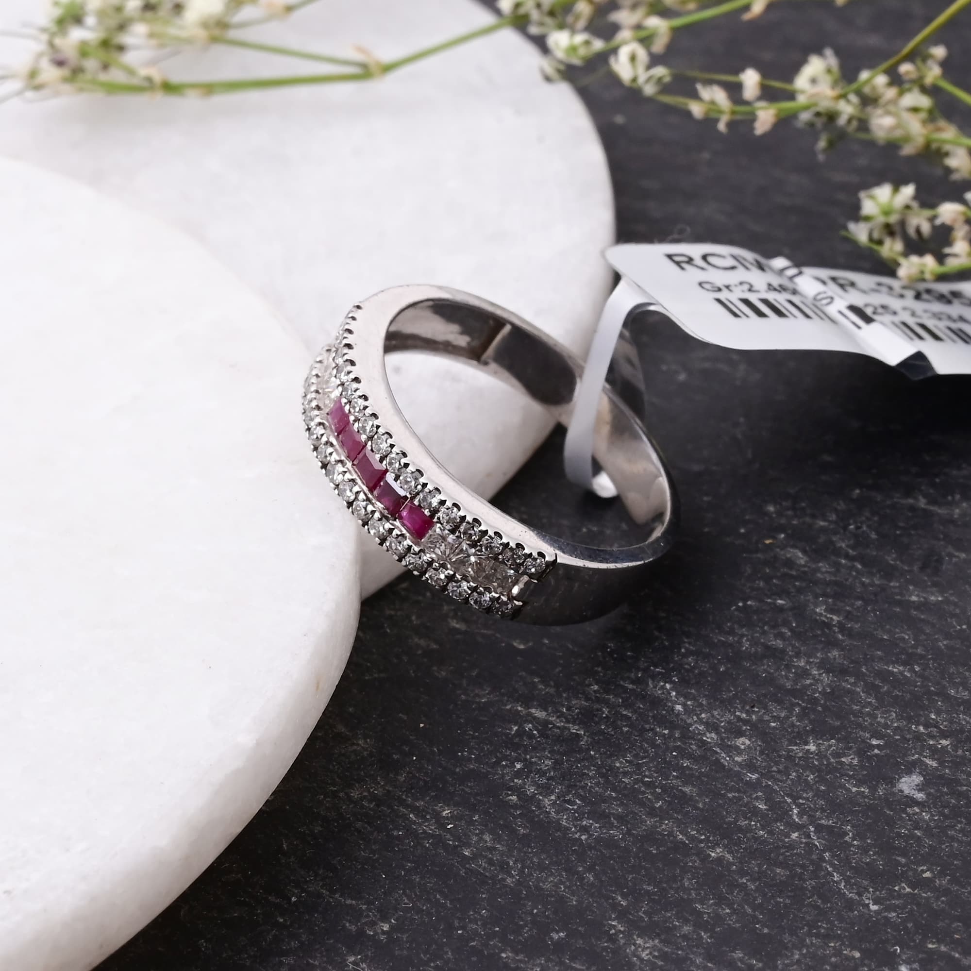 Ruby Diamond Bar Ring