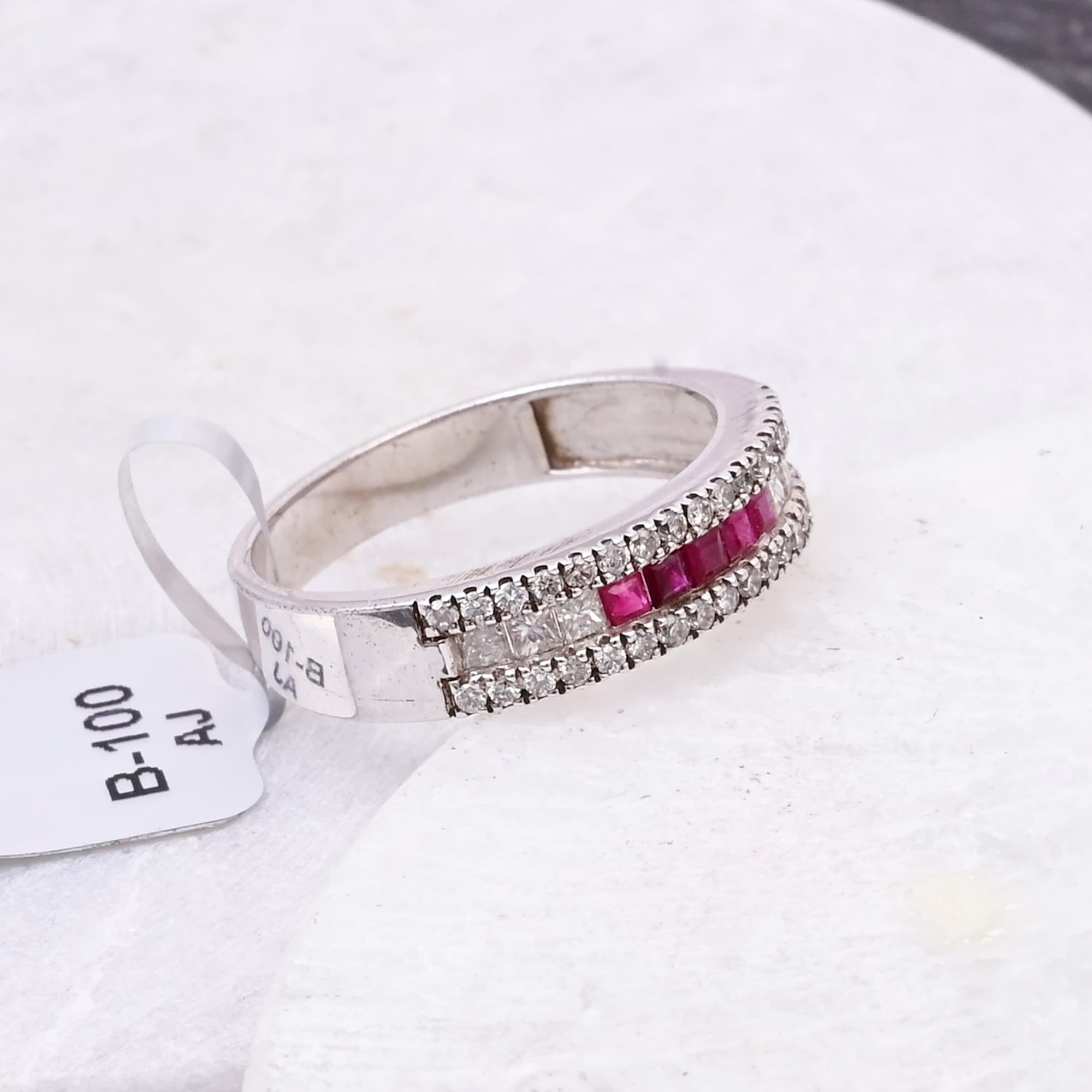 Ruby Diamond Bar Ring