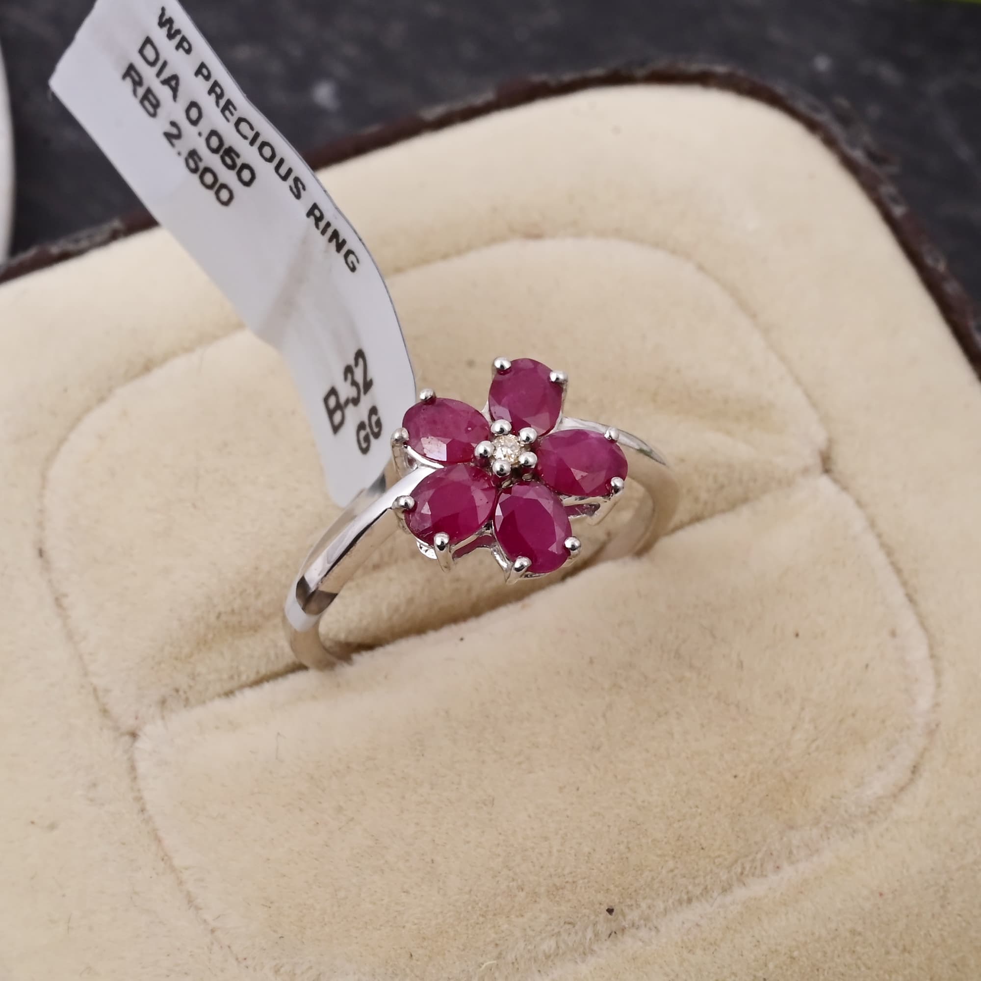 Ruby Blossom Flower Ring