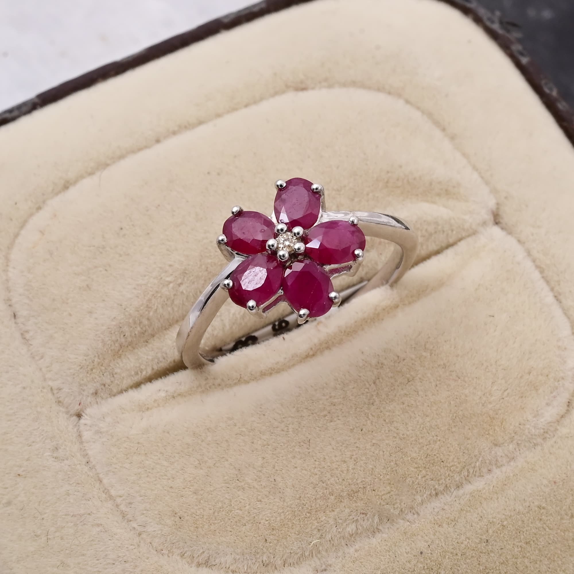 Ruby Blossom Flower Ring