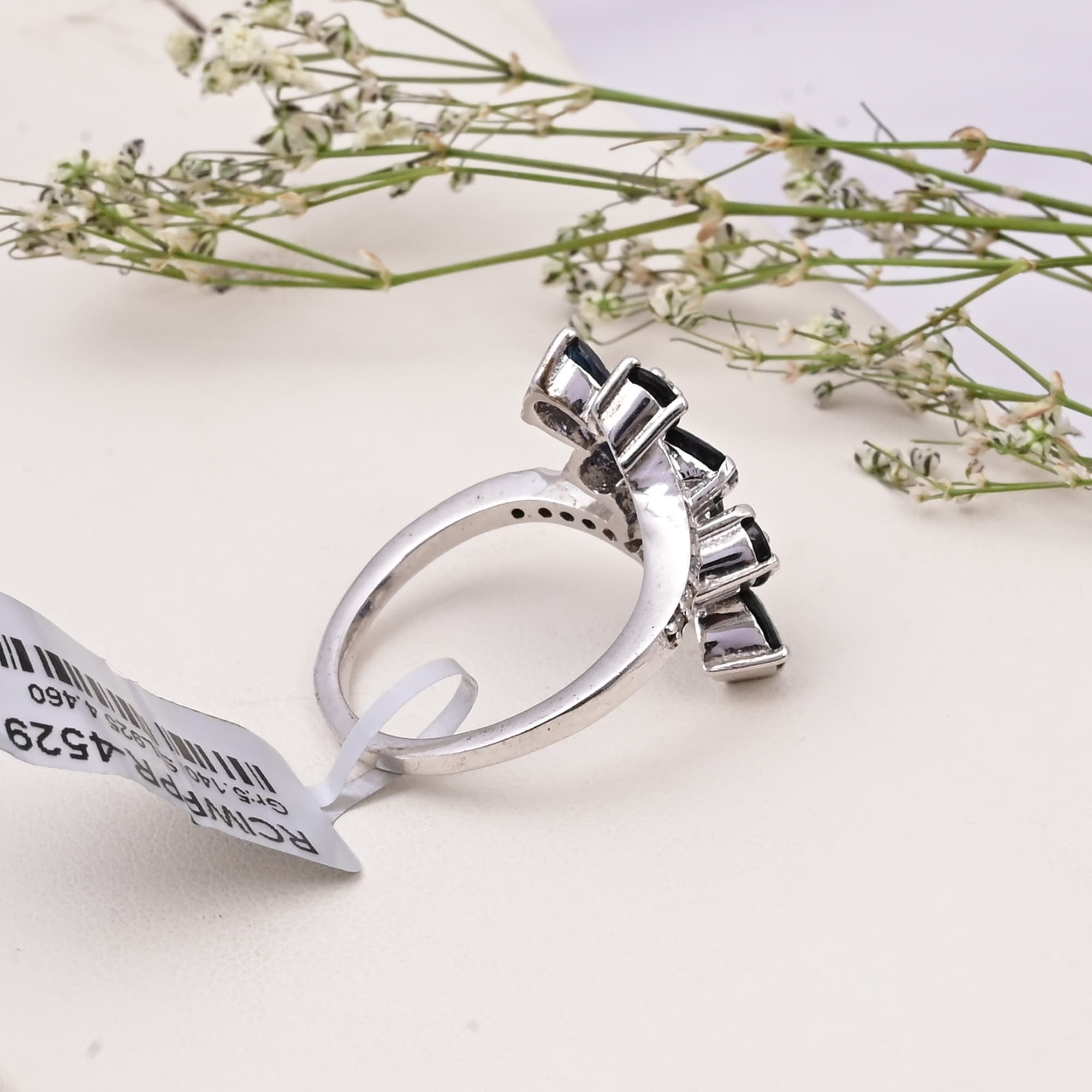 Midnight Sapphire Bloom Ring